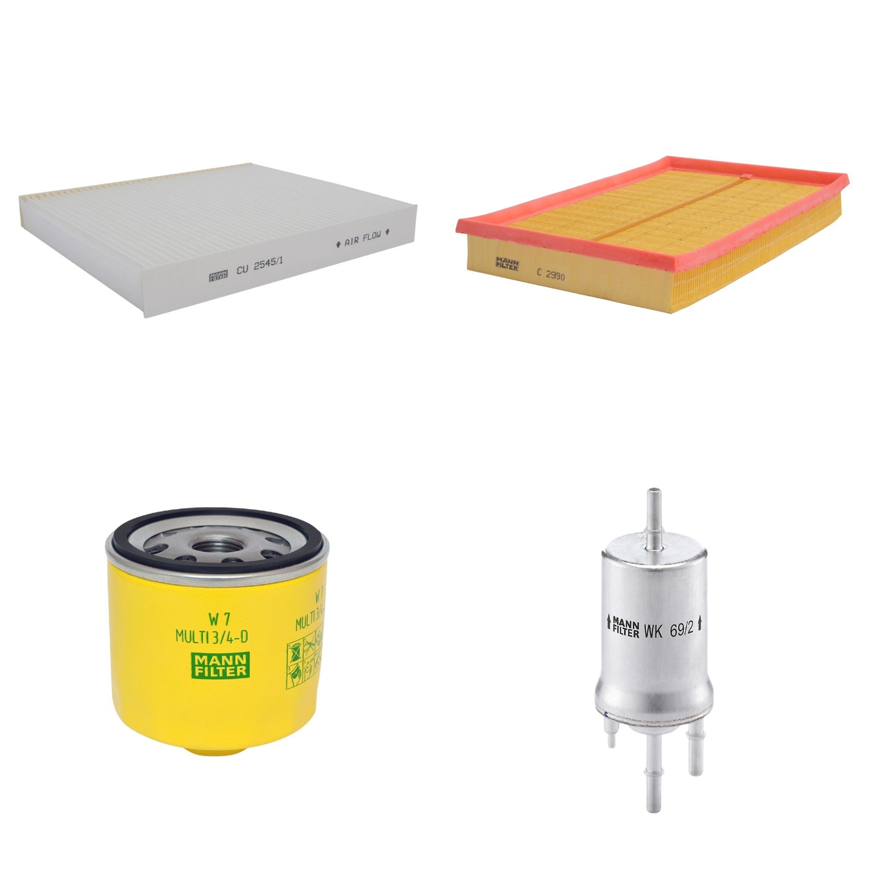 Kit Filtros de Ar Combustível Cabine Ar Condicionado Óleo - Mann-Filter - C2990 - CU2545/1 - W7MULTI3/4-D - WK69/2 - (1)