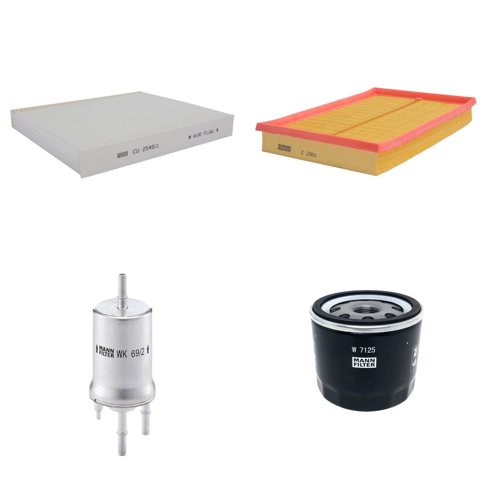 Kit Filtros de Ar Combustível Cabine Ar Condicionado Óleo - Mann-Filter - C2990 - CU2545/1 - W7125 - WK69/2 - (1)