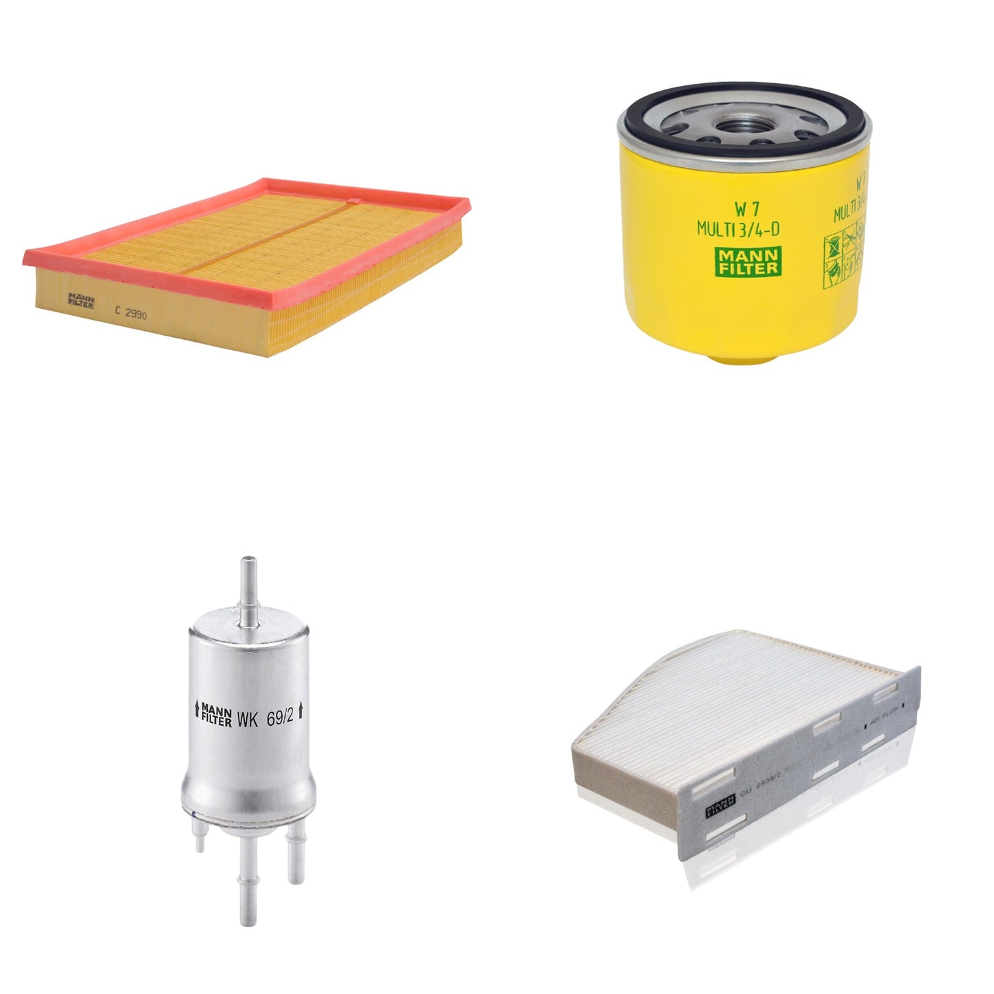 Kit Filtros de Ar Combustível Cabine Ar Condicionado Óleo - Mann-Filter - C2990 - CU2939/2 - W7MULTI3/4-D - WK69/2 - (1)