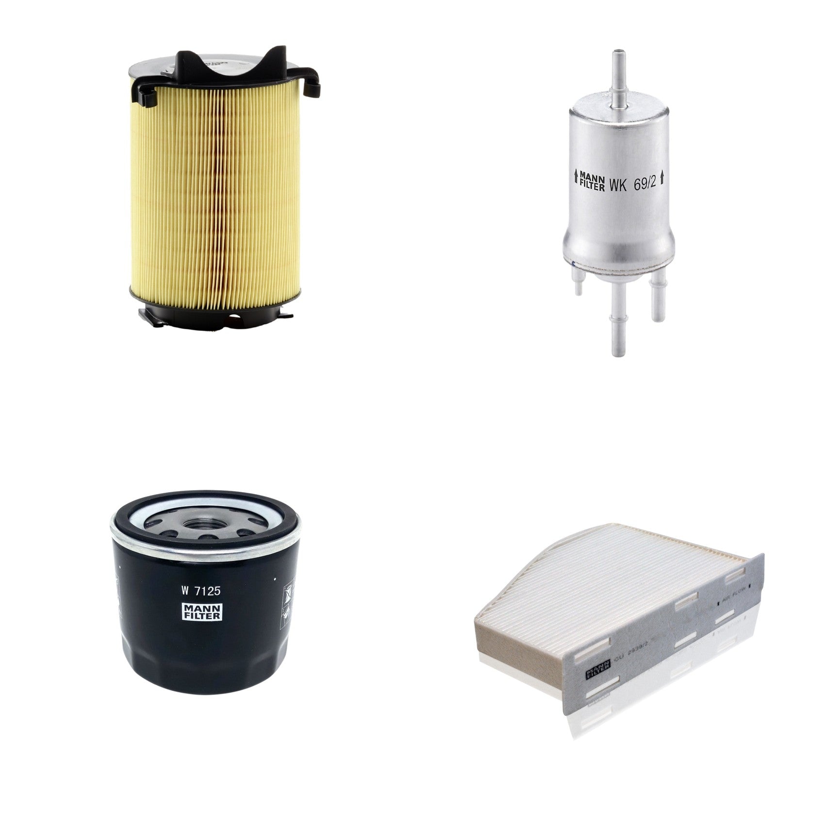 Kit Filtros de Ar Combustível Cabine Ar Condicionado Óleo - Mann-Filter - C14130 - CU2939/2 - W7125 - WK69/2 - (1)