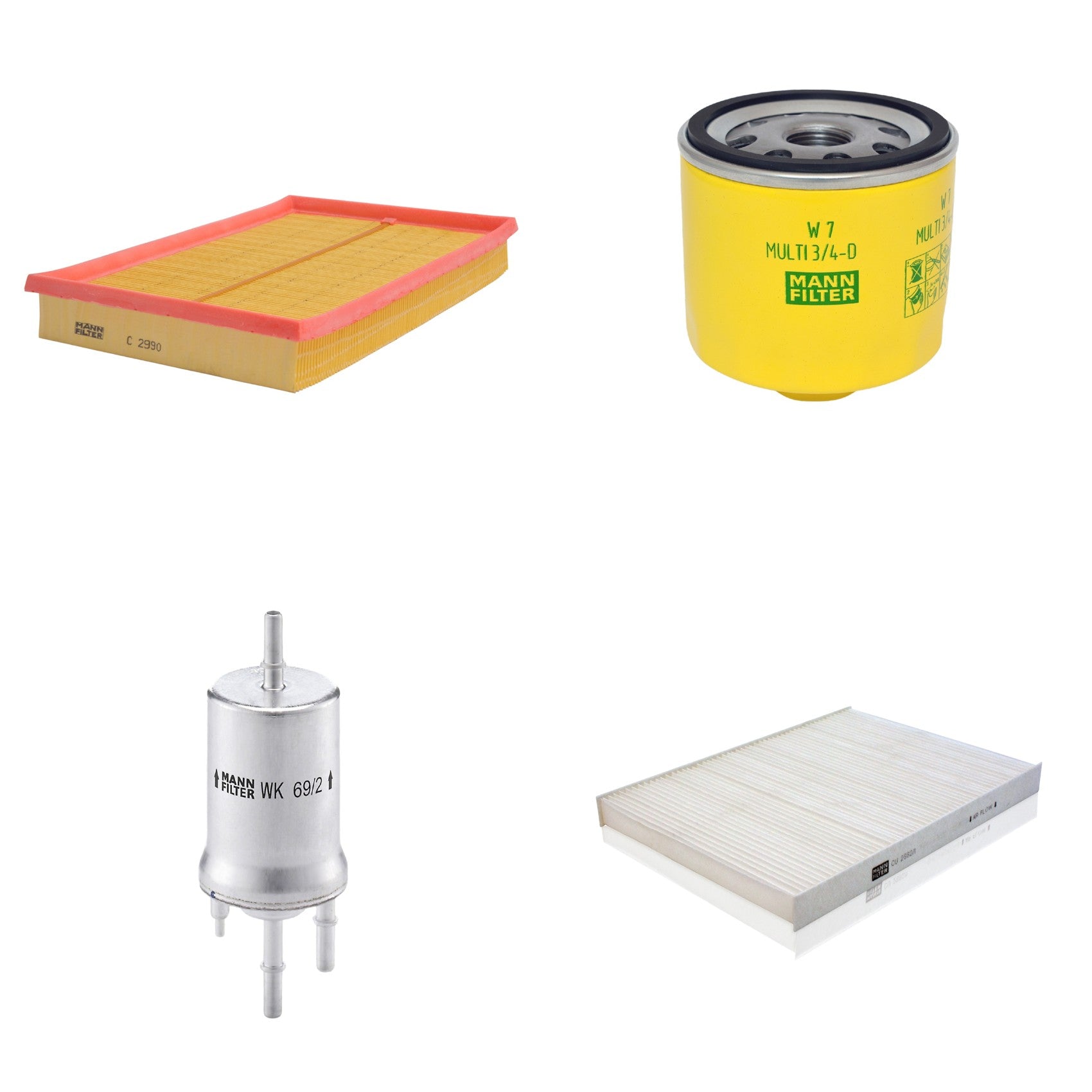 Kit Filtros de Ar Combustível Cabine Ar Condicionado Óleo - Mann-Filter - C2990 - CU2882/1 - W7MULTI3/4-D - WK69/2 - (1)