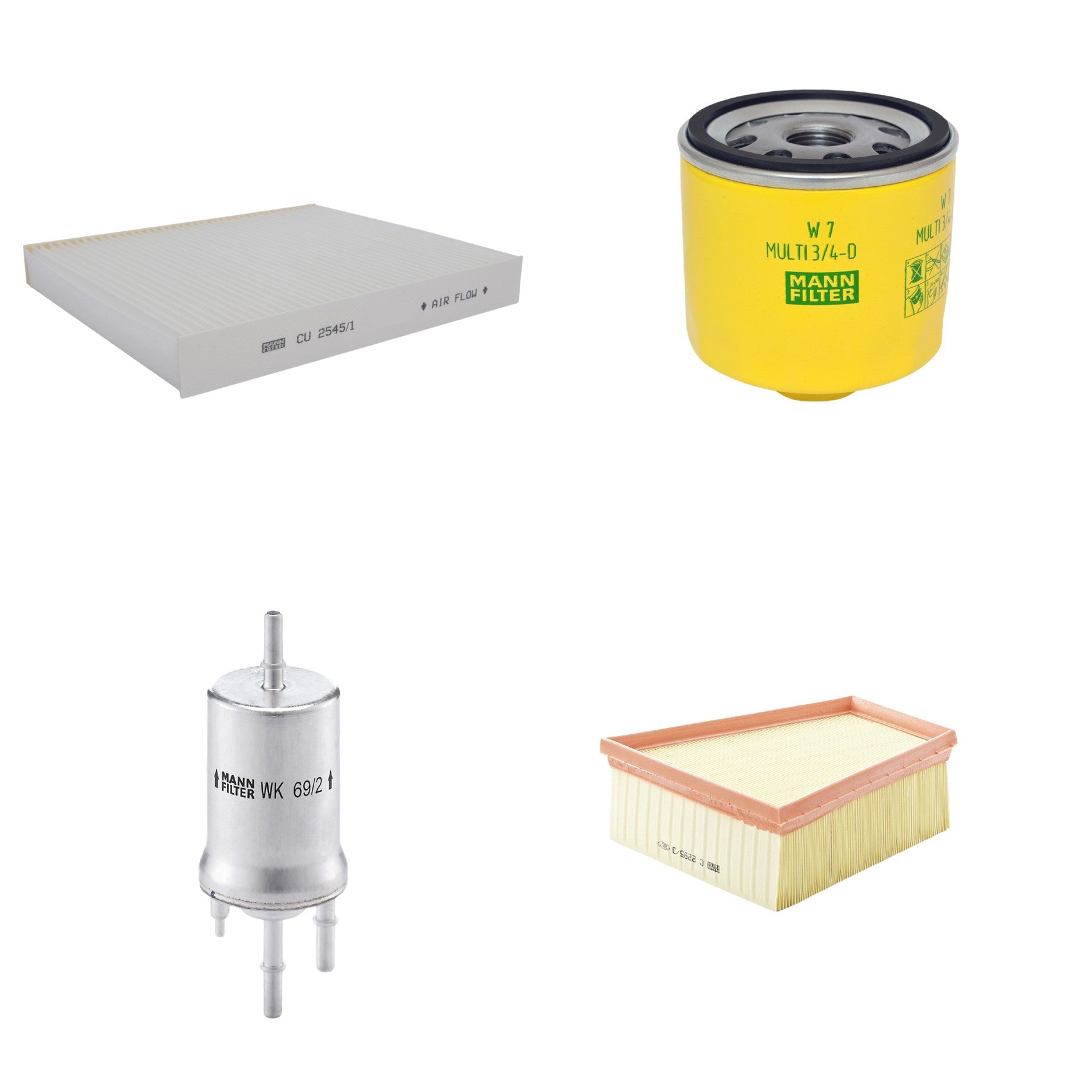 Kit Filtros de Ar Combustível Cabine Ar Condicionado Óleo - Mann-Filter - C2295/3 - CU2545/1 - W7MULTI3/4-D - WK69/2 - (1)