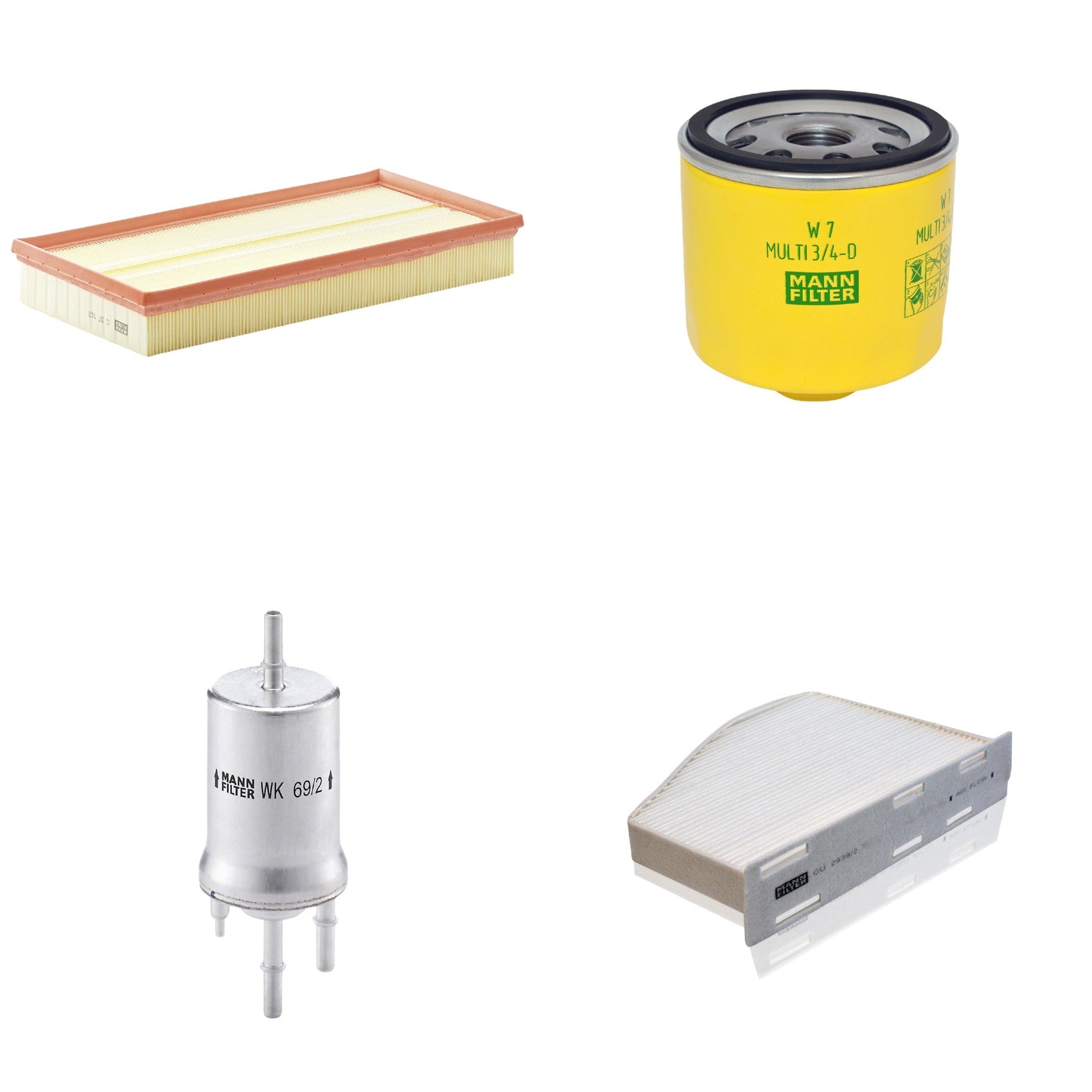 Kit Filtros de Ar Combustível Cabine Ar Condicionado Óleo - Mann-Filter - C37153 - CU2939/2 - W7MULTI3/4-D - WK69/2 - (1)