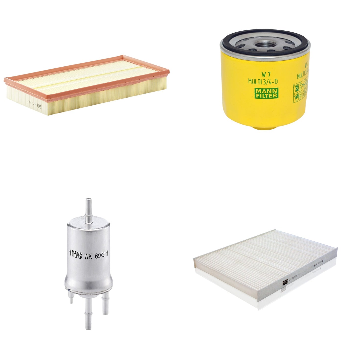 Kit Filtros de Ar Combustível Cabine Ar Condicionado Óleo - Mann-Filter - C37153 - CU2882/1 - W7MULTI3/4-D - WK69/2 - (1)