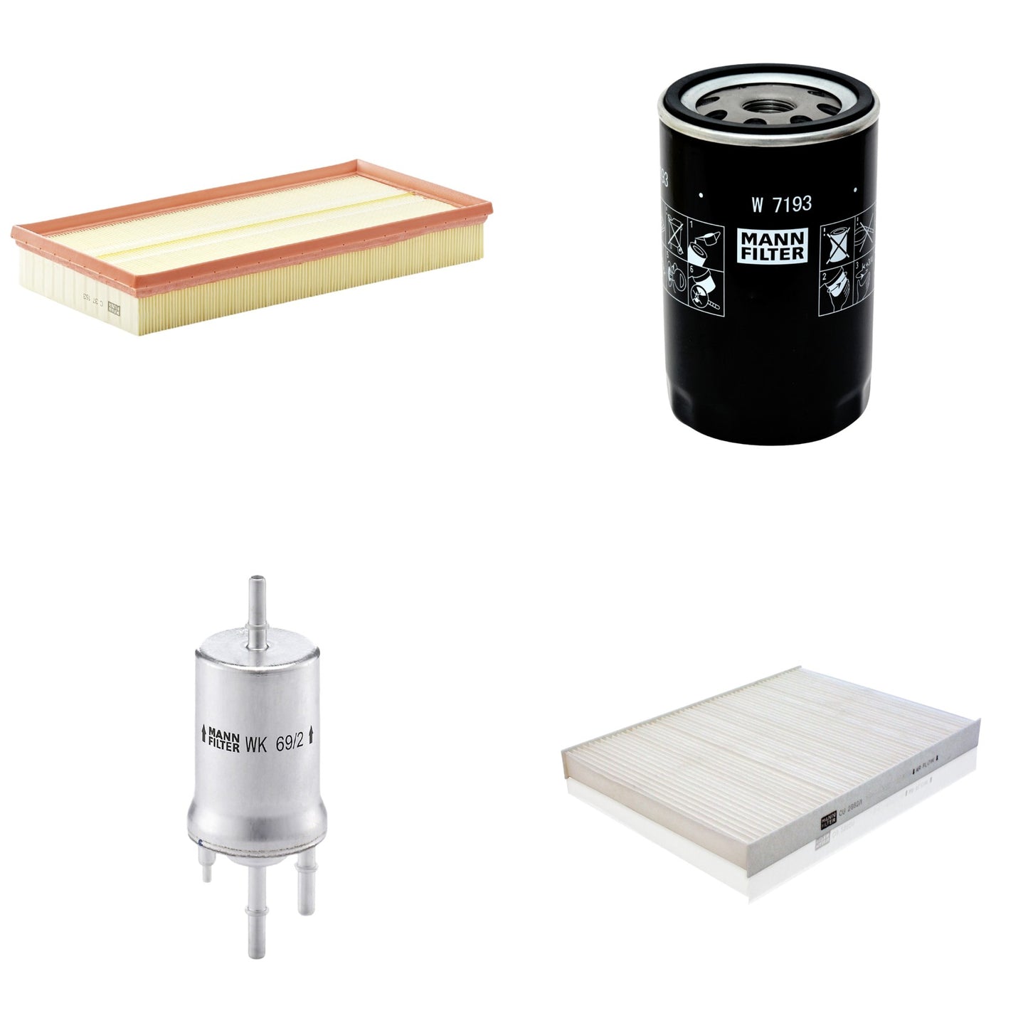 Kit Filtros de Ar Combustível Cabine Ar Condicionado Óleo - Mann-Filter - C37153 - CU2882/1 - W7193 - WK69/2 - (1)