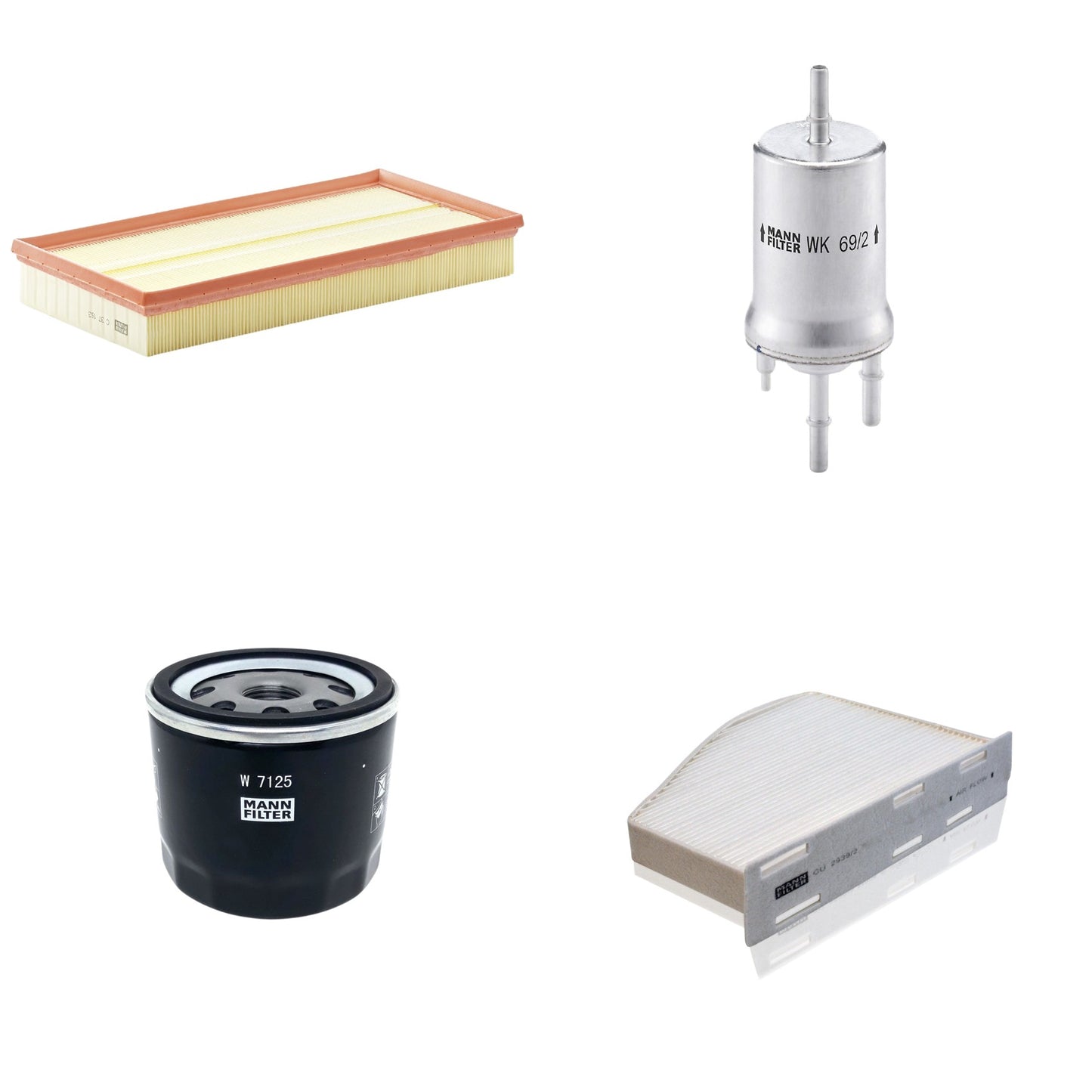 Kit Filtros de Ar Combustível Cabine Ar Condicionado Óleo - Mann-Filter - C37153 - CU2939/2 - W7125 - WK69/2 - (1)