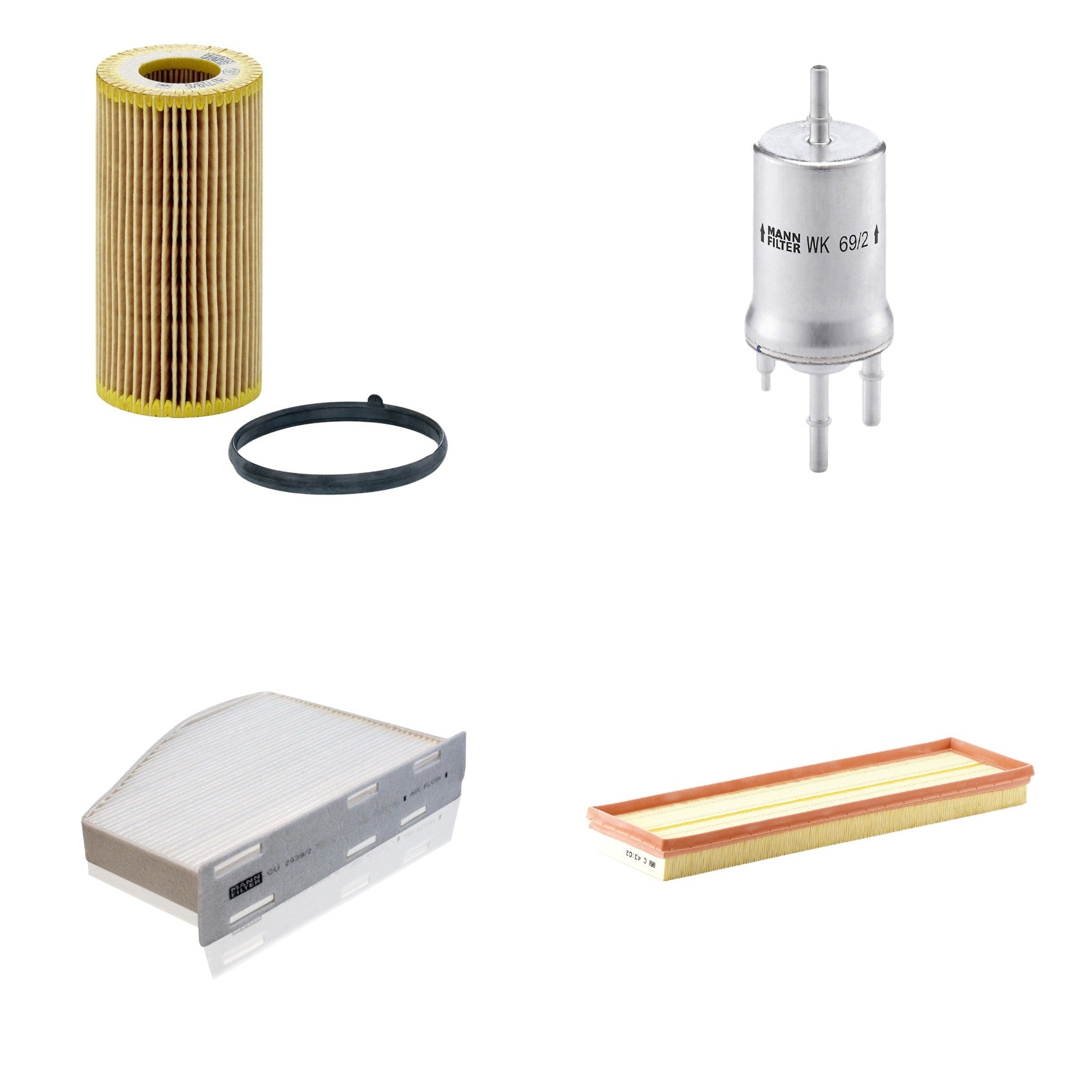 Kit Filtros de Ar Combustível Cabine Ar Condicionado Óleo - Mann-Filter - C43102 - CU2939/2 - HU719/6x - WK69/2 - (1)