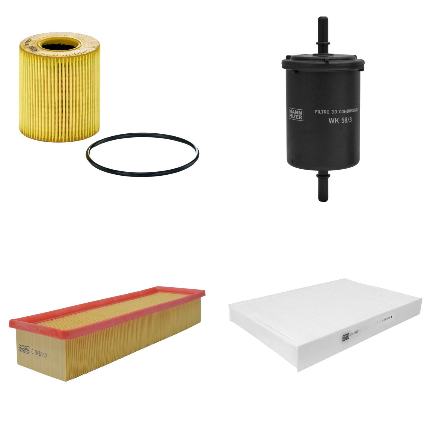 Kit Filtros de Ar Combustível Cabine Ar Condicionado Óleo - Mann-Filter - C3485/3 - CU2940/1 - HU711/51x - WK58/3 - (1)