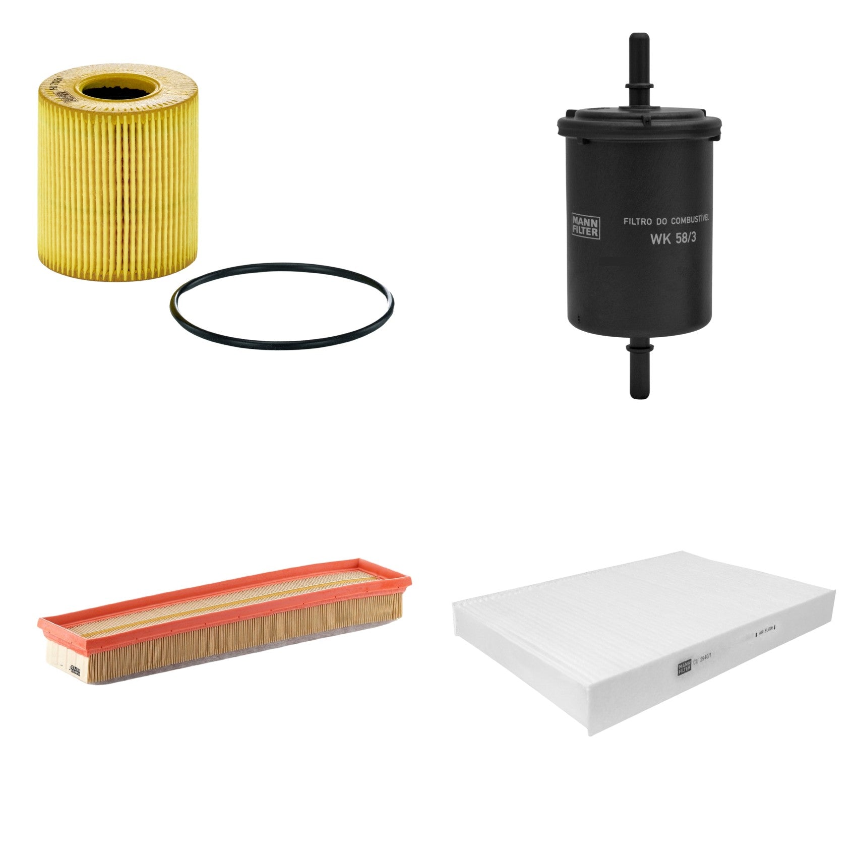 Kit Filtros de Ar Combustível Cabine Ar Condicionado Óleo - Mann-Filter - C4292/2 - CU2940/1 - HU711/51x - WK58/3 - (1)