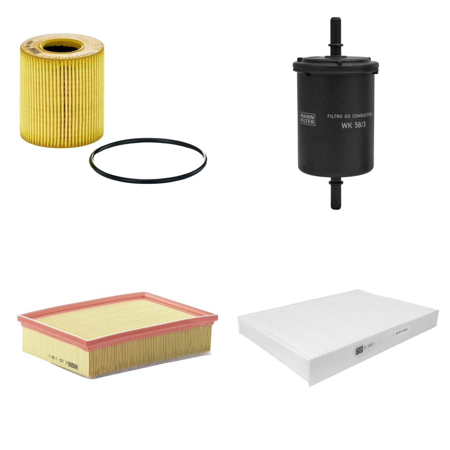 Kit Filtros de Ar Combustível Cabine Ar Condicionado Óleo - Mann-Filter - C25118/1 - CU2940/1 - HU711/51x - WK58/3 - (1)