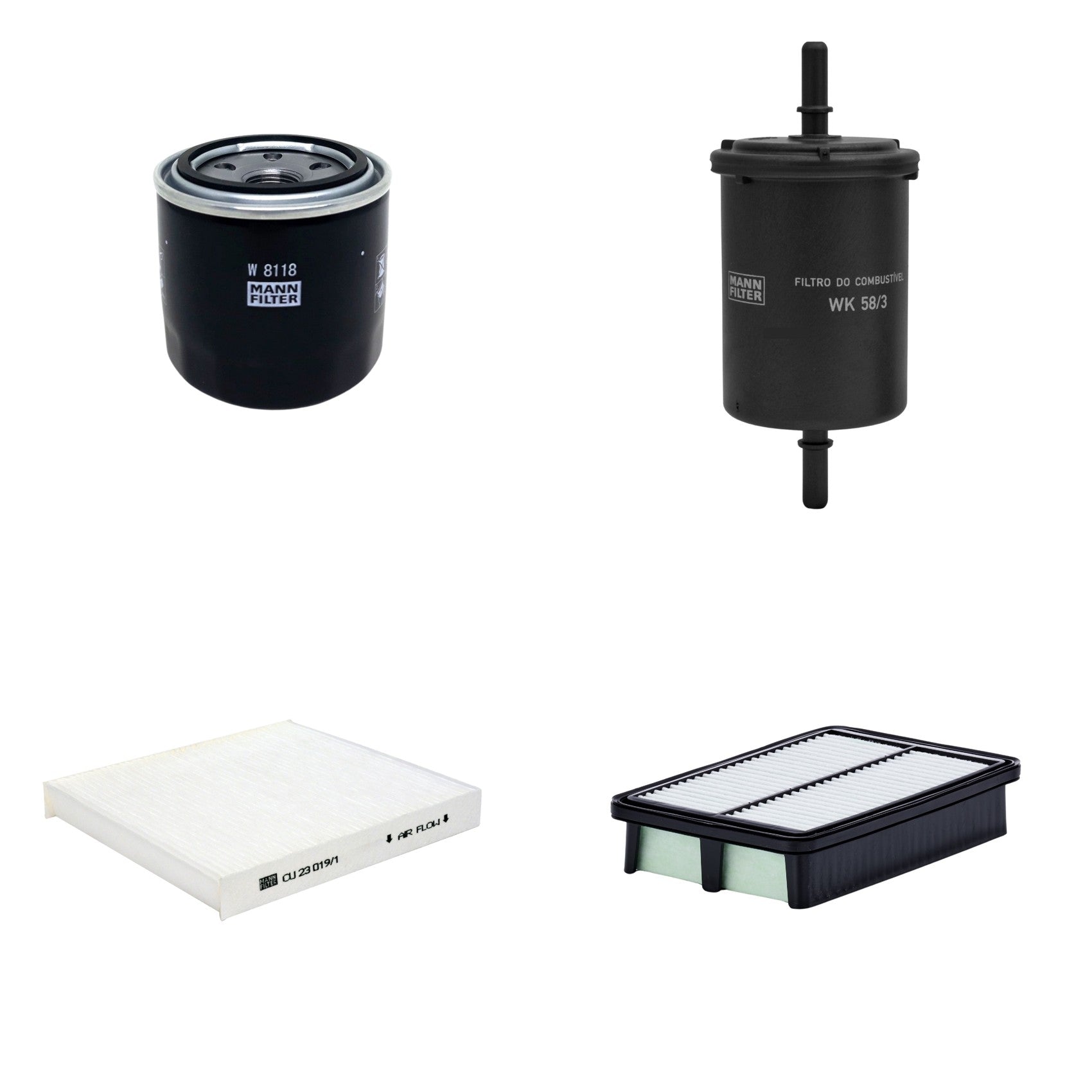 Kit Filtros de Ar Combustível Cabine Ar Condicionado Óleo - Mann-Filter - C24071 - CU23019/1 - W8118 - WK58/3 - (1)