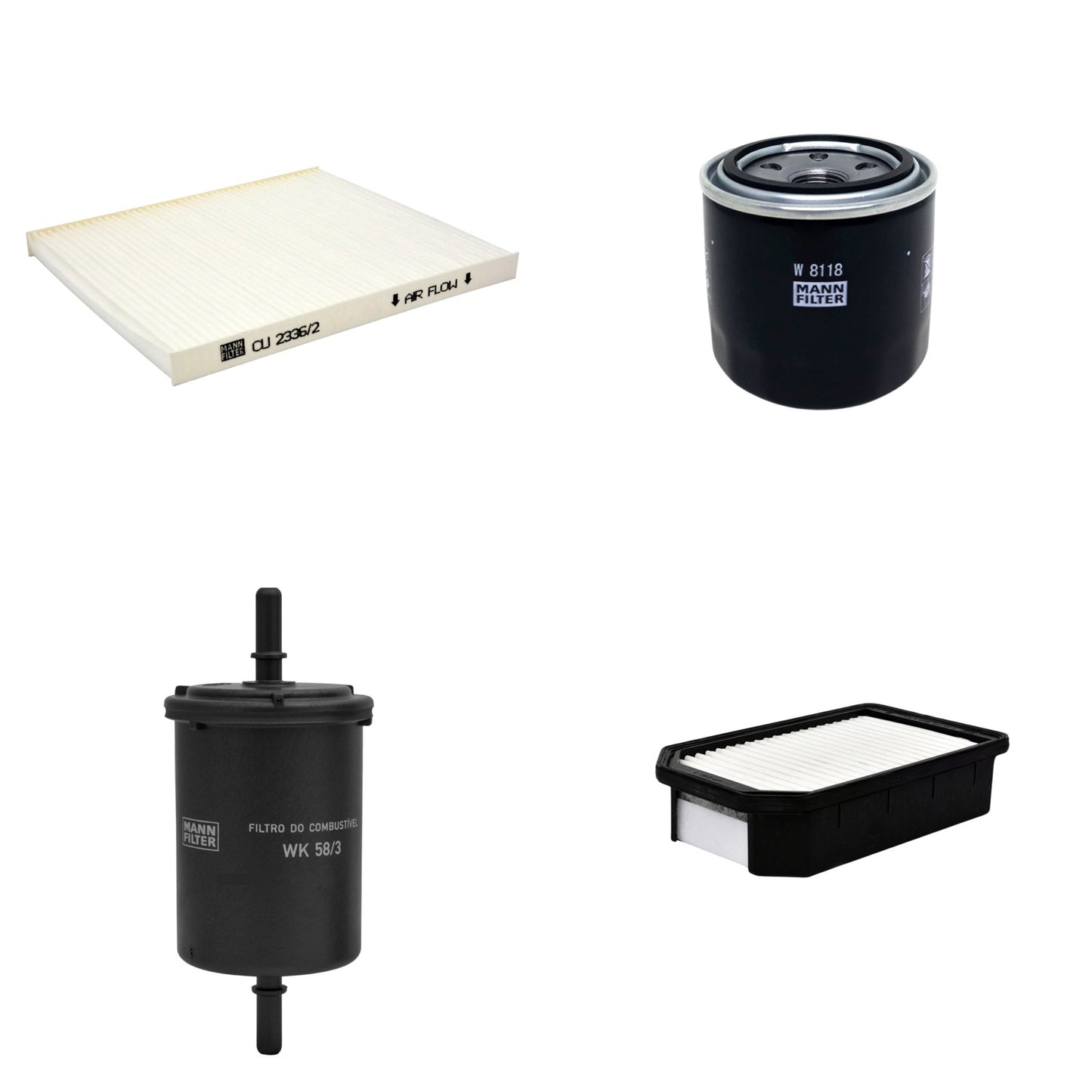 Kit Filtros de Ar Combustível Cabine Ar Condicionado Óleo - Mann-Filter - C23110 - CU2336/2 - W8118 - WK58/3 - (1)