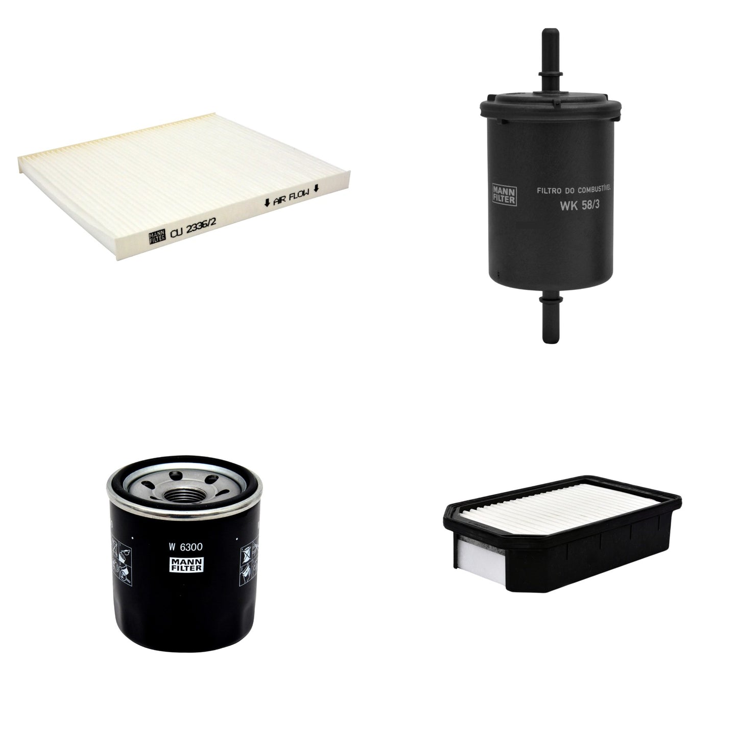 Kit Filtros de Ar Combustível Cabine Ar Condicionado Óleo - Mann-Filter - C23110 - CU2336/2 - W6300 - WK58/3 - (1)