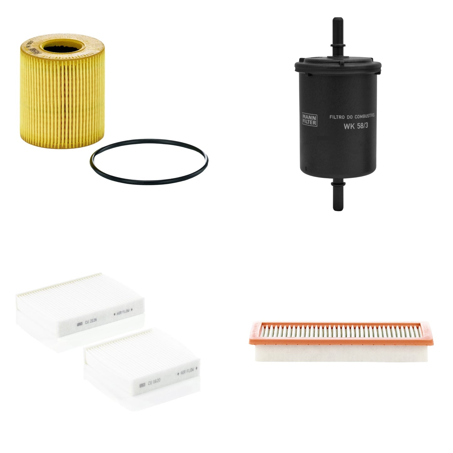 Kit Filtros de Ar Combustível Cabine Ar Condicionado Óleo - Mann-Filter - C36003 - CU21000-2 - HU711/51x - WK58/3 - (1)