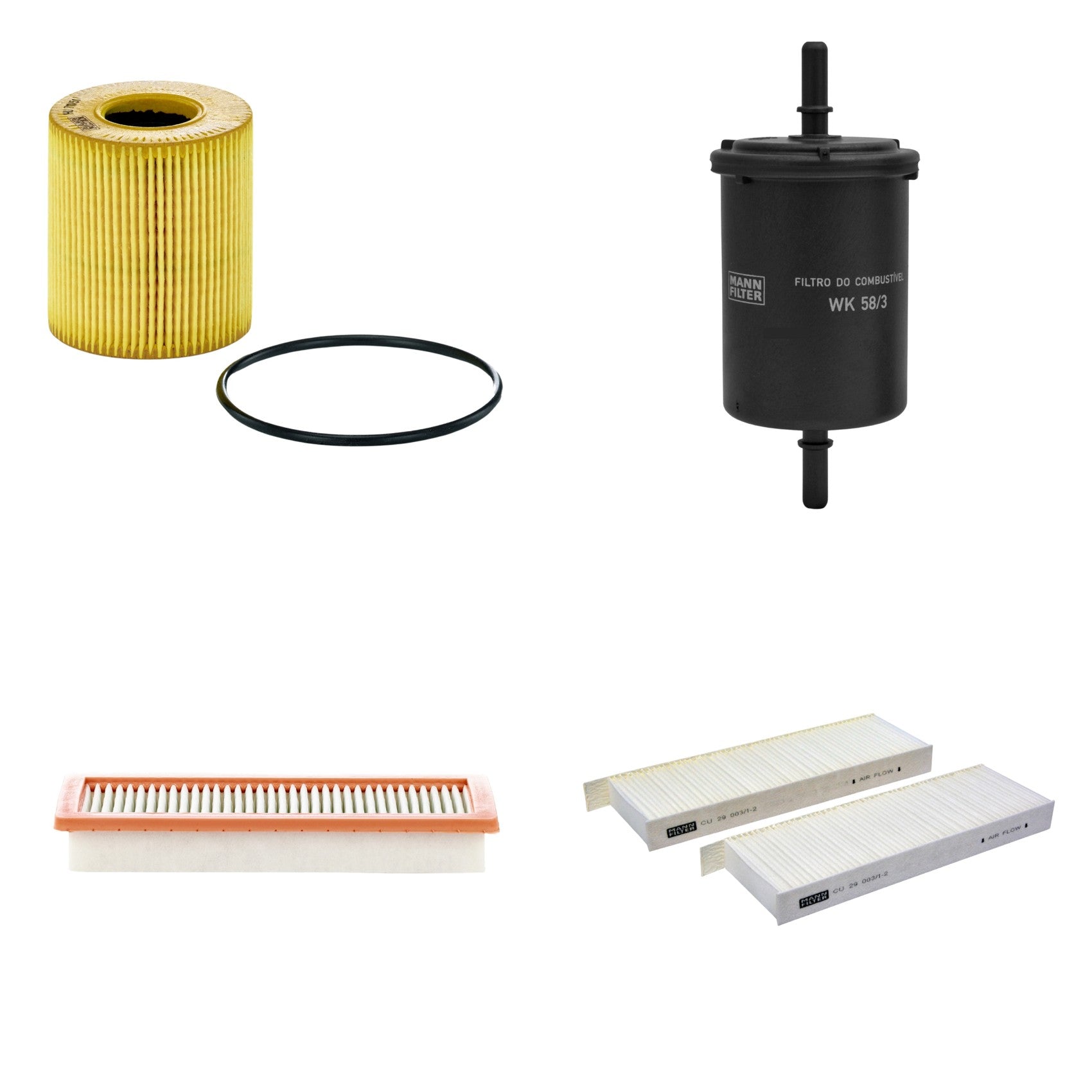 Kit Filtros de Ar Combustível Cabine Ar Condicionado Óleo - Mann-Filter - C36003 - CU29003/1-2 - HU711/51x - WK58/3 - (1)