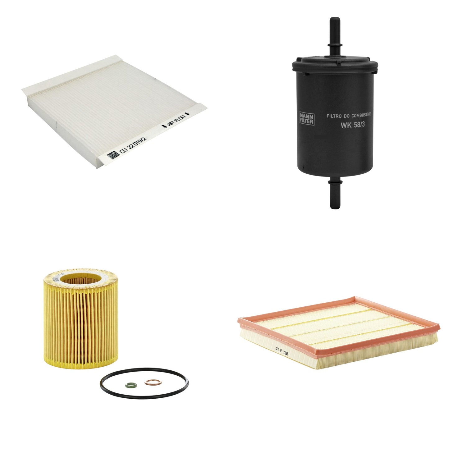 Kit Filtros de Ar Combustível Cabine Ar Condicionado Óleo - Mann-Filter - C28125 - CU22019/2 - HU816X - WK58/3 - (1)