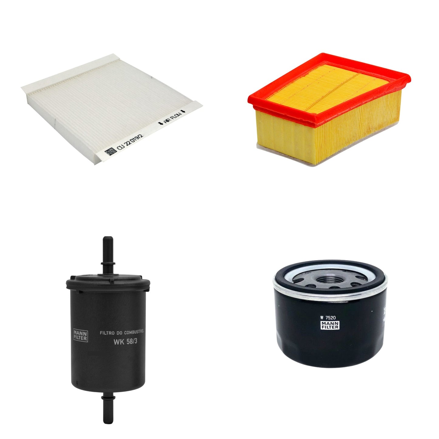 Kit Filtros de Ar Combustível Cabine Ar Condicionado Óleo - Mann-Filter - C1858/4 - CU22019/2 - W7520 - WK58/3 - (1)