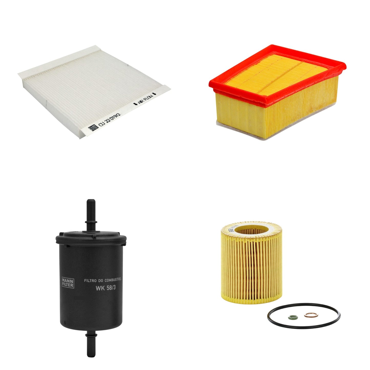 Kit Filtros de Ar Combustível Cabine Ar Condicionado Óleo - Mann-Filter - C1858/4 - CU22019/2 - HU816X - WK58/3 - (1)