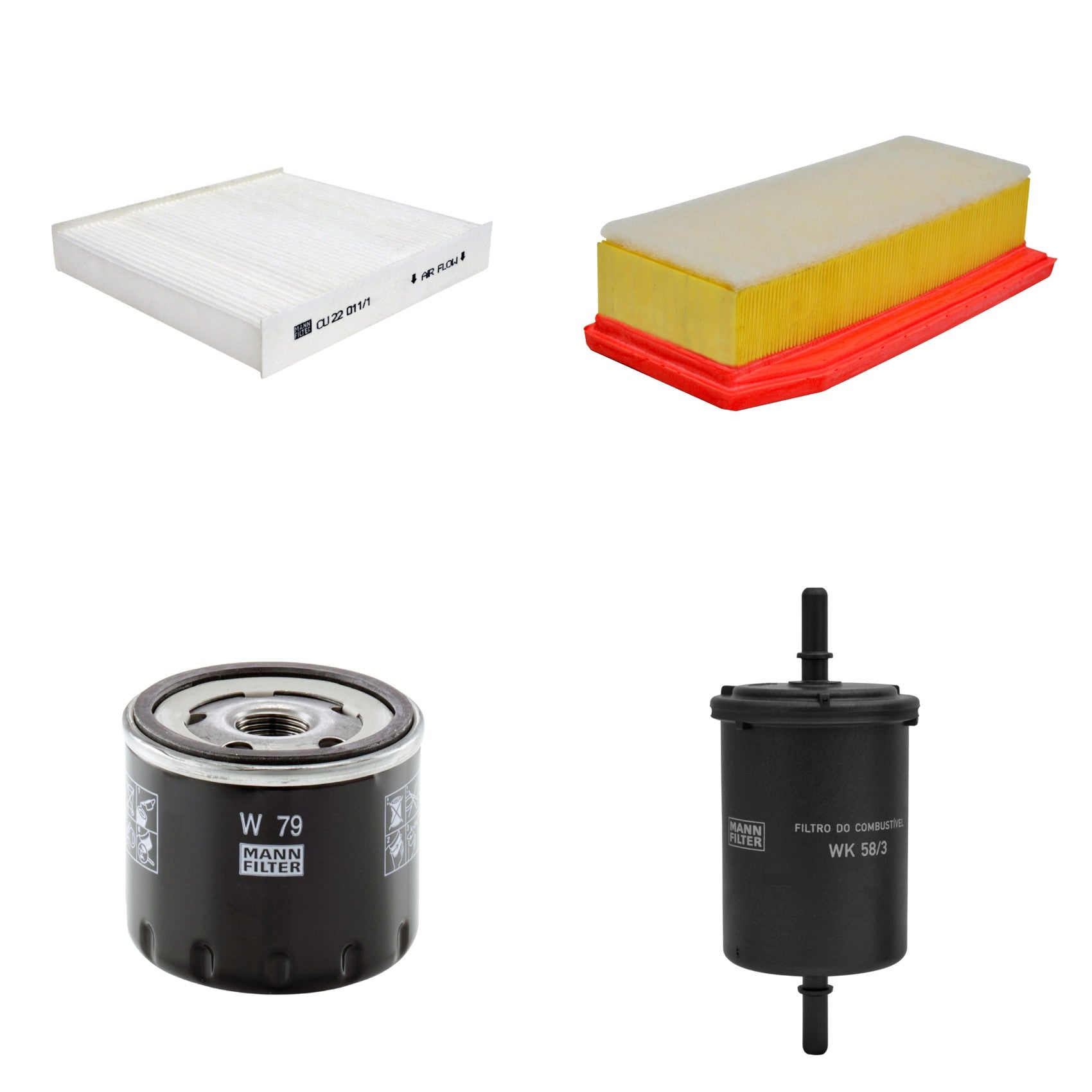Kit Filtros de Ar Combustível Cabine Ar Condicionado Óleo - Mann-Filter - C27030/1 - CU22011/1 - W79 - WK58/3 - (1)