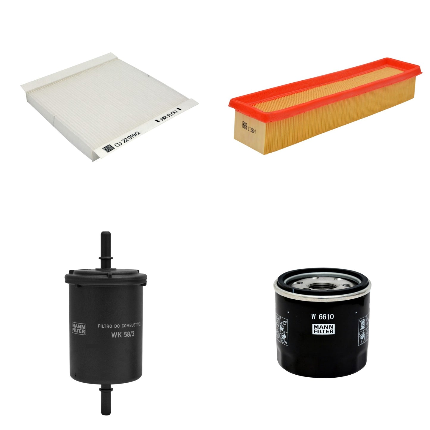 Kit Filtros de Ar Combustível Cabine Ar Condicionado Óleo - Mann-Filter - C3366/1 - CU22019/2 - W6610 - WK58/3 - (1)