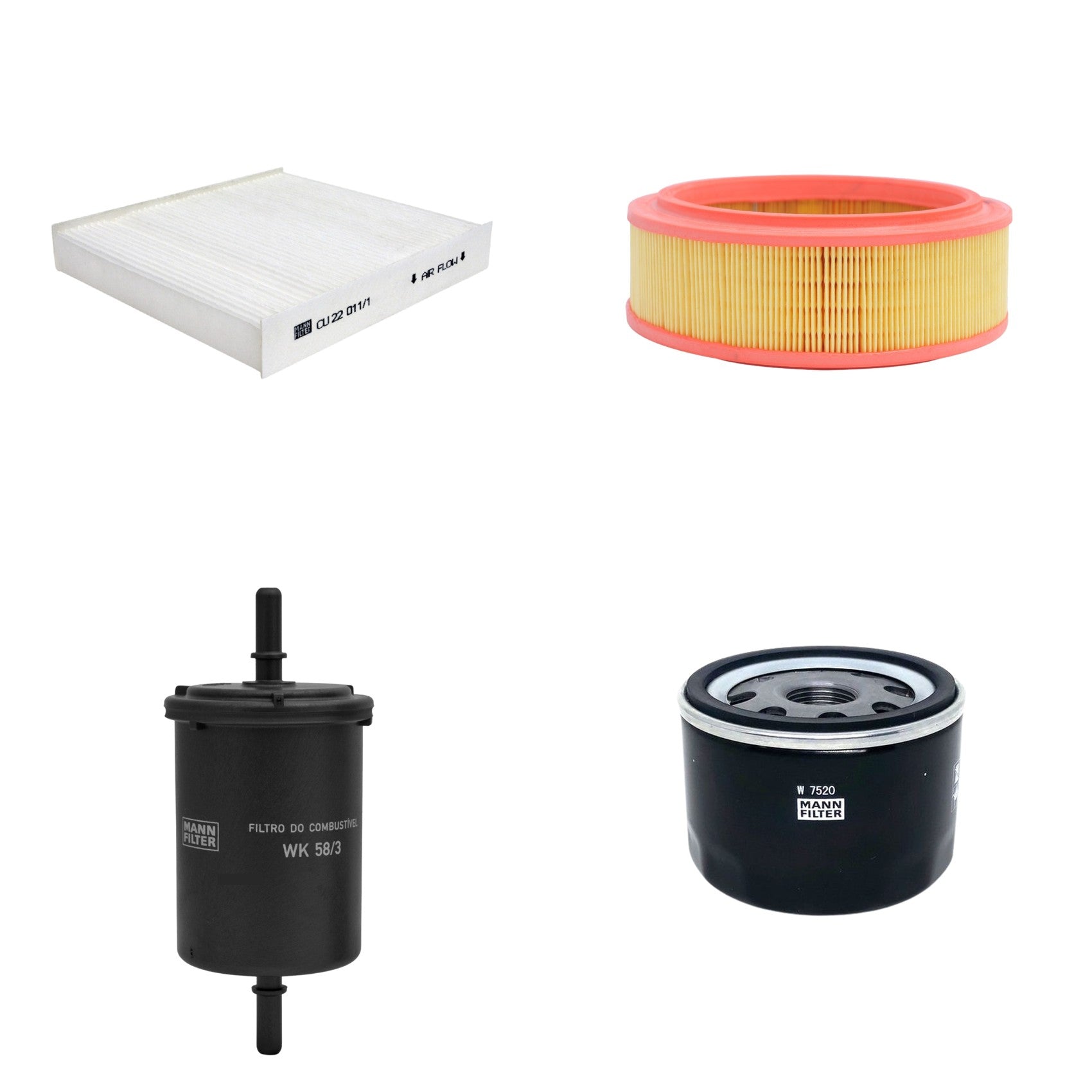 Kit Filtros de Ar Combustível Cabine Ar Condicionado Óleo - Mann-Filter - C2680 - CU22011/1 - W7520 - WK58/3 - (1)