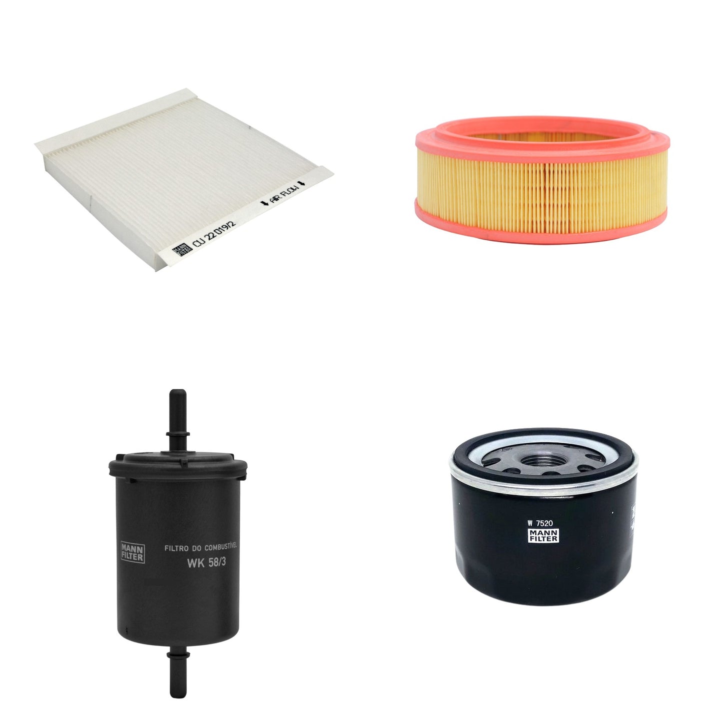 Kit Filtros de Ar Combustível Cabine Ar Condicionado Óleo - Mann-Filter - C2680 - CU22019/2 - W7520 - WK58/3 - (1)