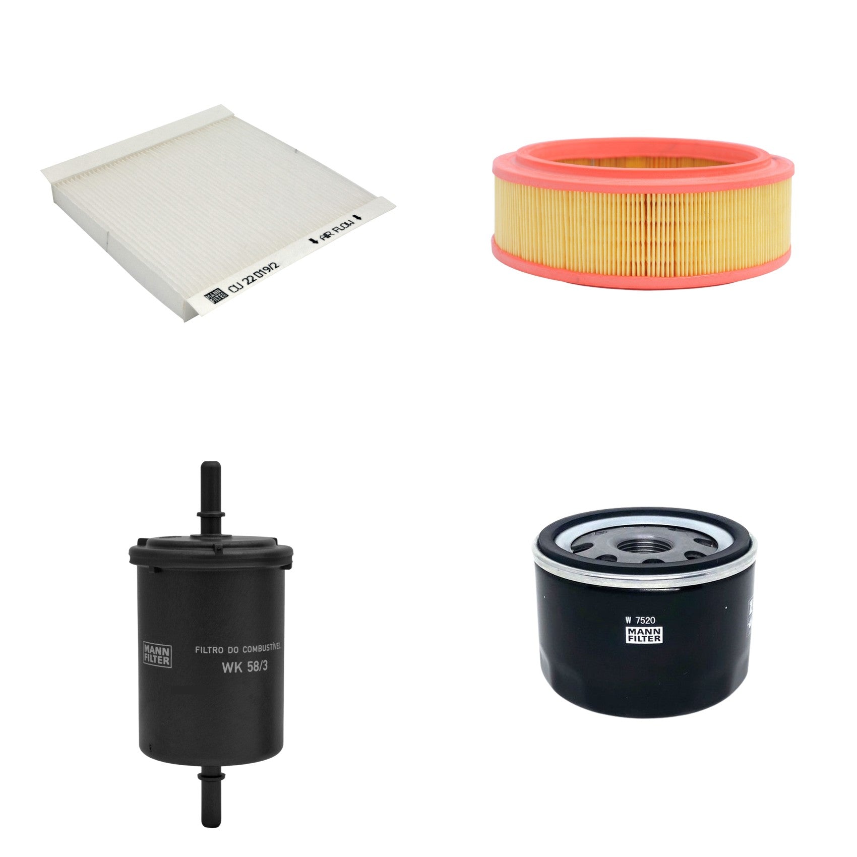 Kit Filtros de Ar Combustível Cabine Ar Condicionado Óleo - Mann-Filter - C2680 - CU22019/2 - W7520 - WK58/3 - (1)