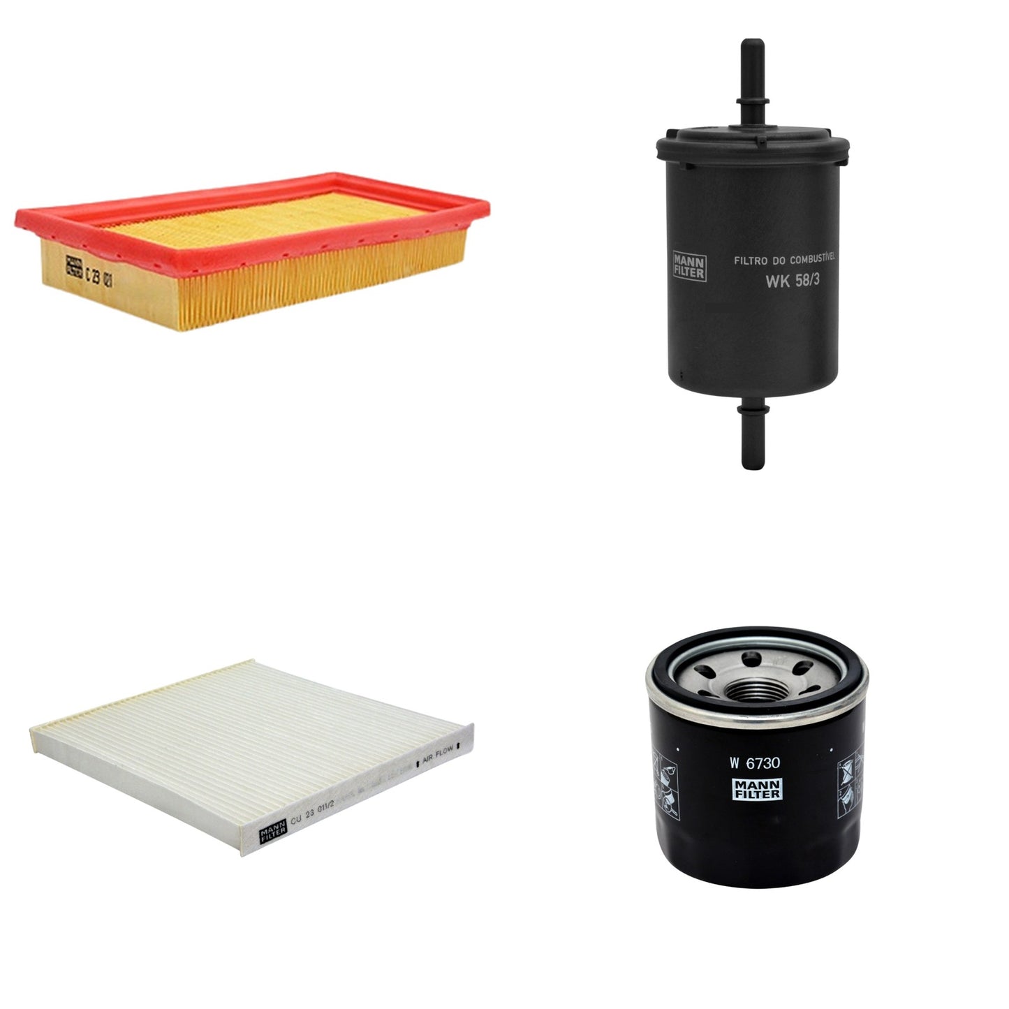 Kit Filtros de Ar Combustível Cabine Ar Condicionado Óleo - Mann-Filter - C23021 - CU23011/2 - W6730 - WK58/3 - (1)