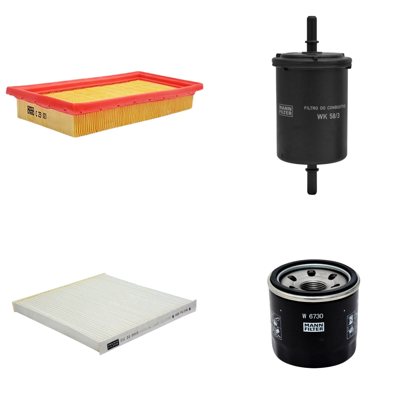 Kit Filtros de Ar Combustível Cabine Ar Condicionado Óleo - Mann-Filter - C23021 - CU23011/2 - W6730 - WK58/3 - (1)