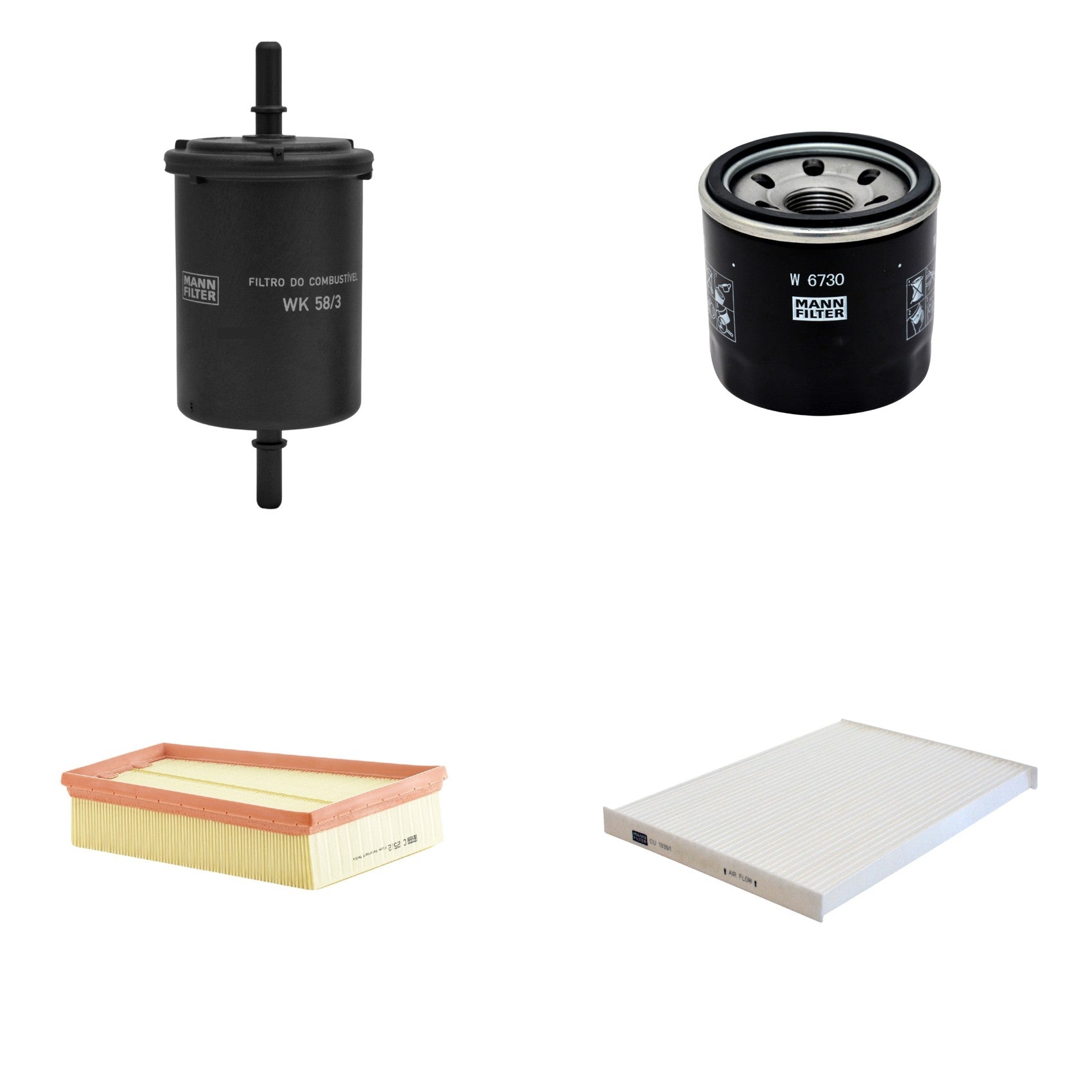 Kit Filtros de Ar Combustível Cabine Ar Condicionado Óleo - Mann-Filter - C2512 - CU1936/1 - W6730 - WK58/3 - (1)