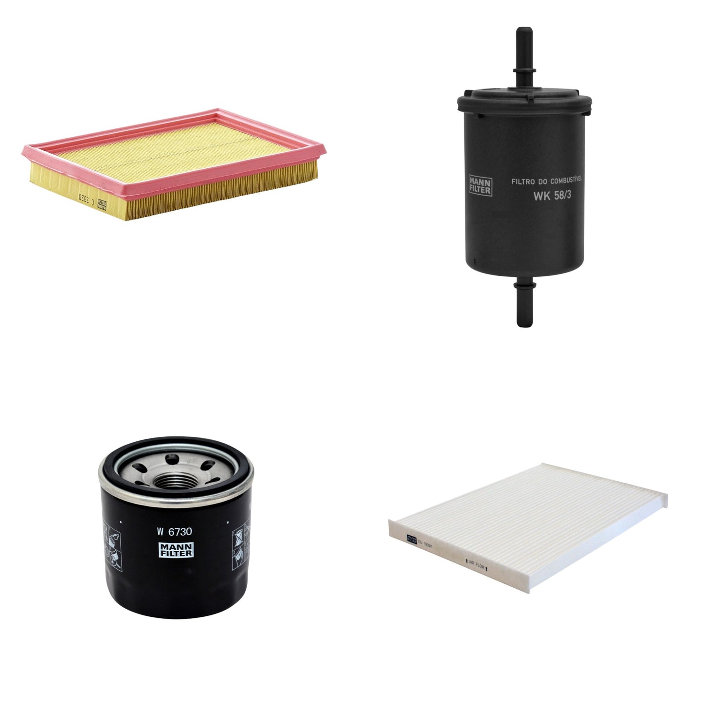 Kit Filtros de Ar Combustível Cabine Ar Condicionado Óleo - Mann-Filter - C2329 - CU1936/1 - W6730 - WK58/3 - (1)