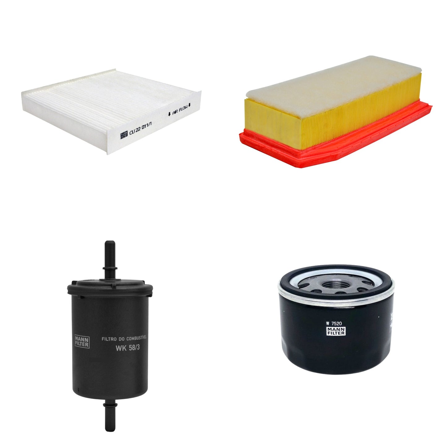 Kit Filtros de Ar Combustível Cabine Ar Condicionado Óleo - Mann-Filter - C27030/1 - CU22011/1 - W7520 - WK58/3 - (1)