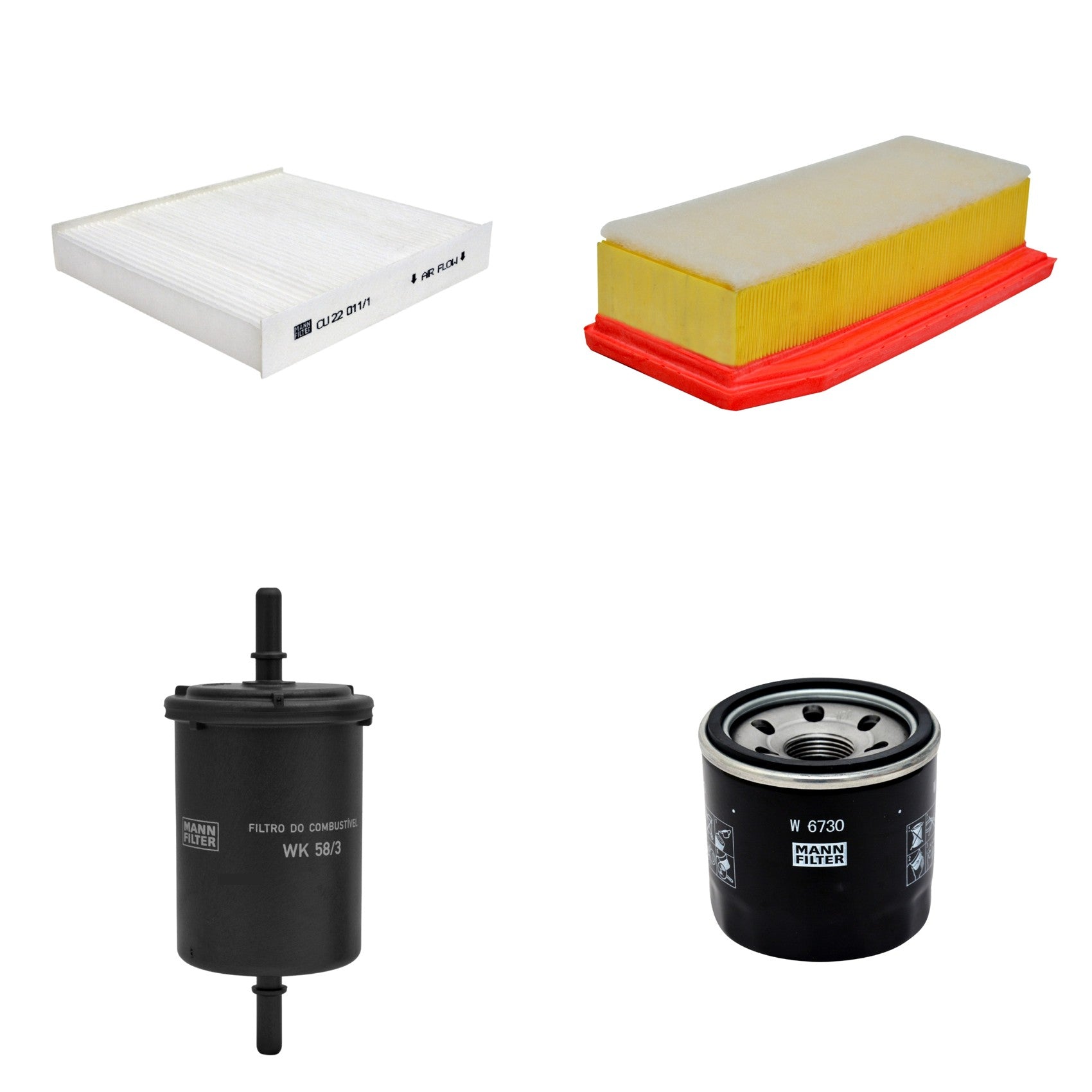 Kit Filtros de Ar Combustível Cabine Ar Condicionado Óleo - Mann-Filter - C27030/1 - CU22011/1 - W6730 - WK58/3 - (1)