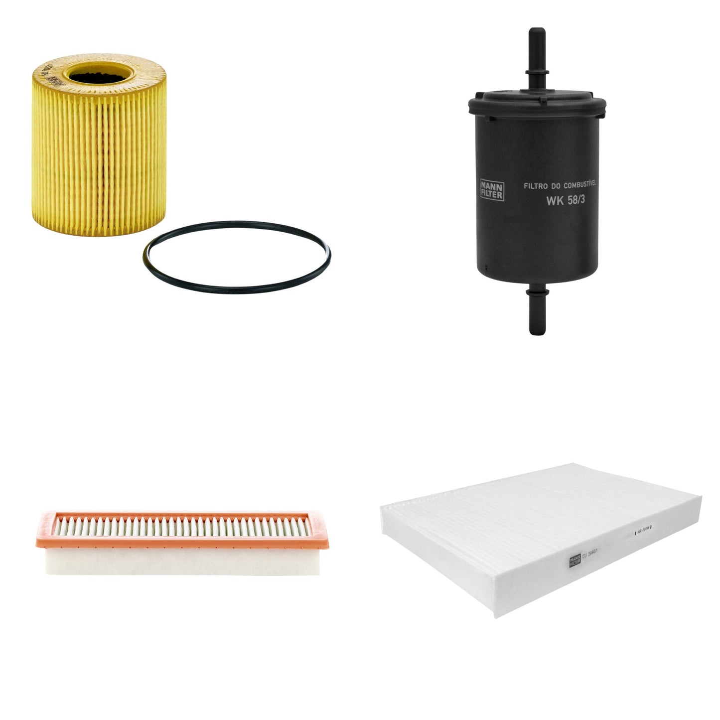 Kit Filtros de Ar Combustível Cabine Ar Condicionado Óleo - Mann-Filter - C36003 - CU2940/1 - HU711/51x - WK58/3 - (1)