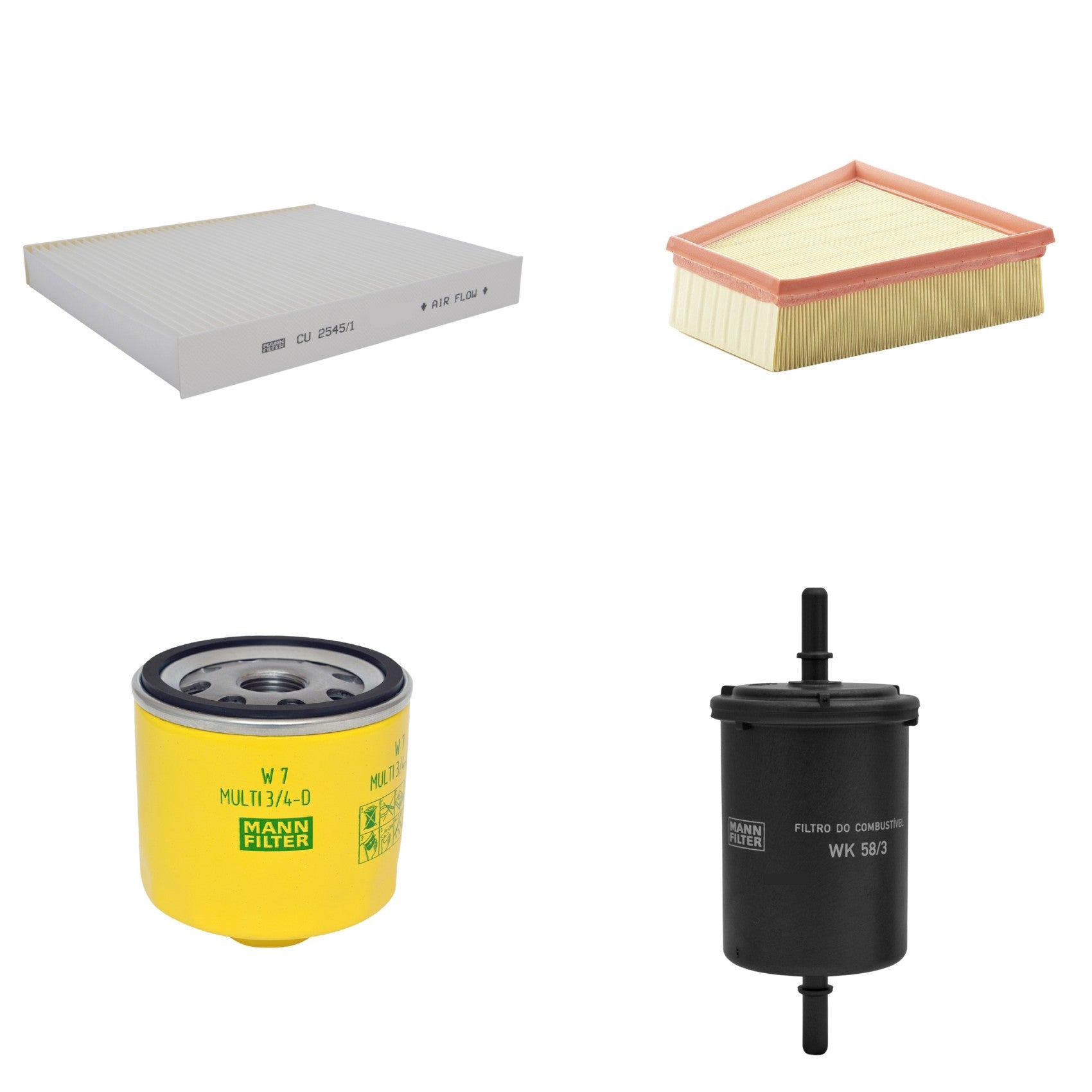Kit Filtros de Ar Combustível Cabine Ar Condicionado Óleo - Mann-Filter - C2295/2 - CU2545/1 - W7MULTI3/4-D - WK58/3 - (1)