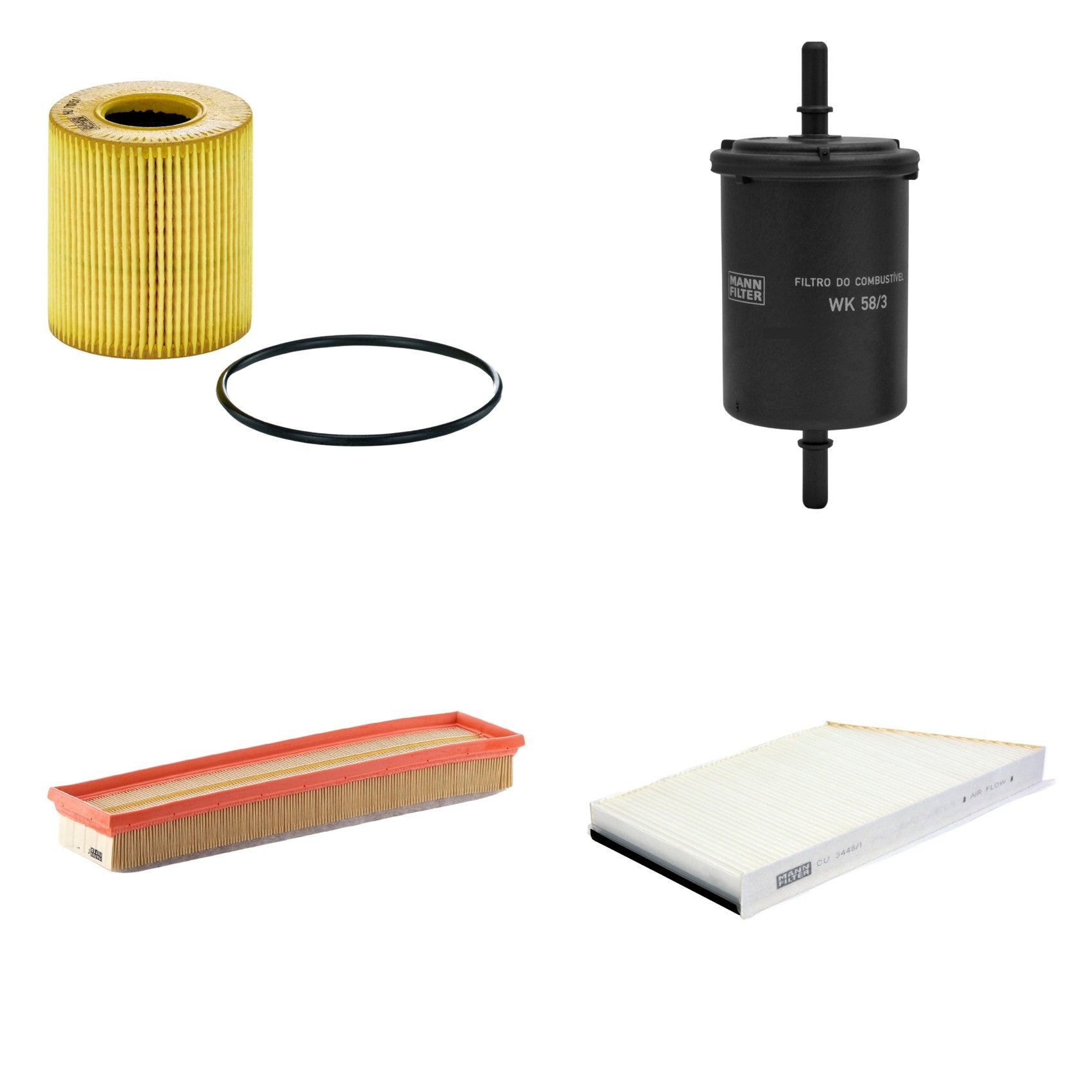 Kit Filtros de Ar Combustível Cabine Ar Condicionado Óleo - Mann-Filter - C4292/2 - CU3448/1 - HU711/51x - WK58/3 - (1)