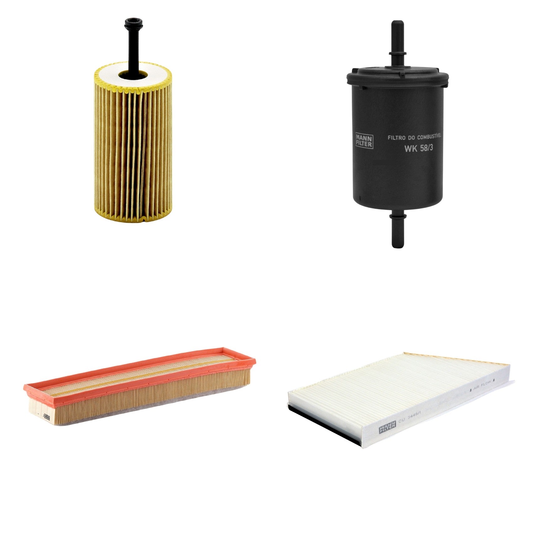 Kit Filtros de Ar Combustível Cabine Ar Condicionado Óleo - Mann-Filter - C4292/2 - CU3448/1 - HU612x - WK58/3 - (1)