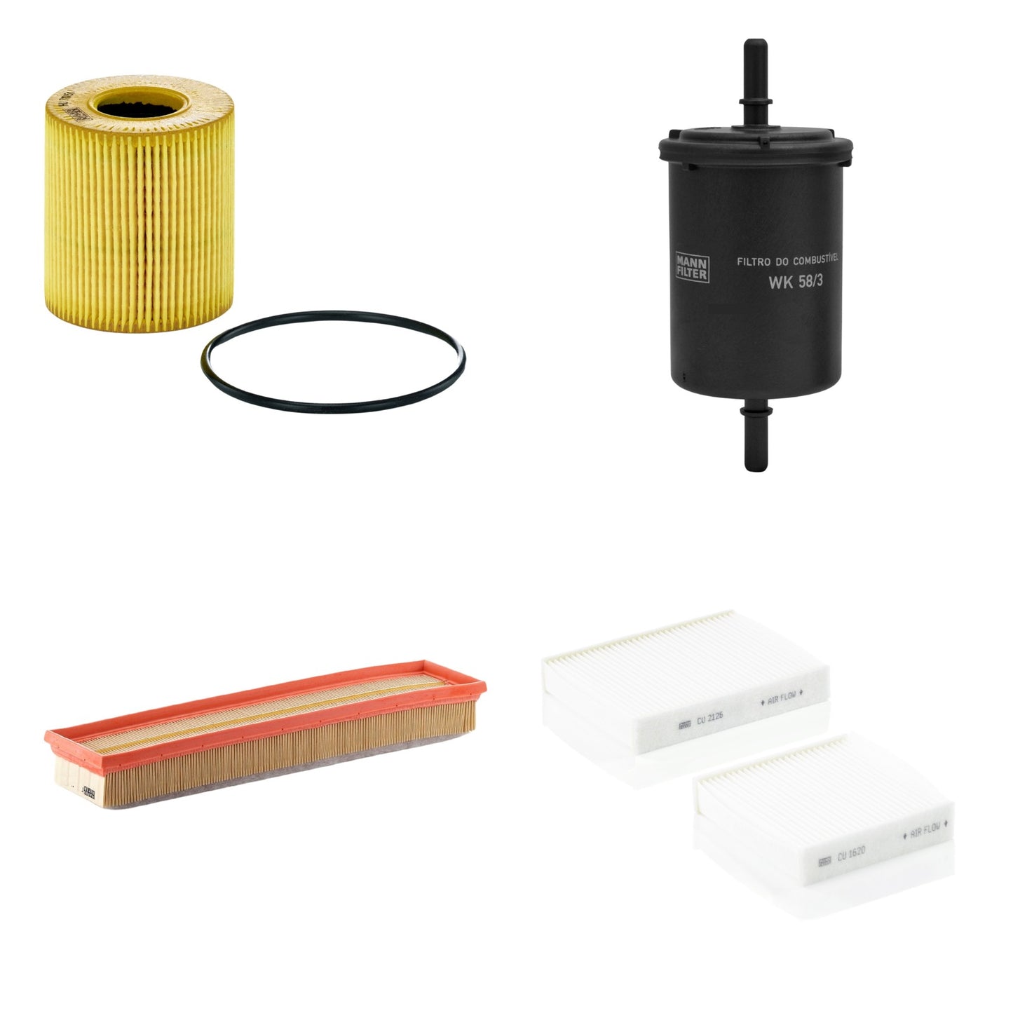 Kit Filtros de Ar Combustível Cabine Ar Condicionado Óleo - Mann-Filter - C4292/2 - CU21000-2 - HU711/51x - WK58/3 - (1)
