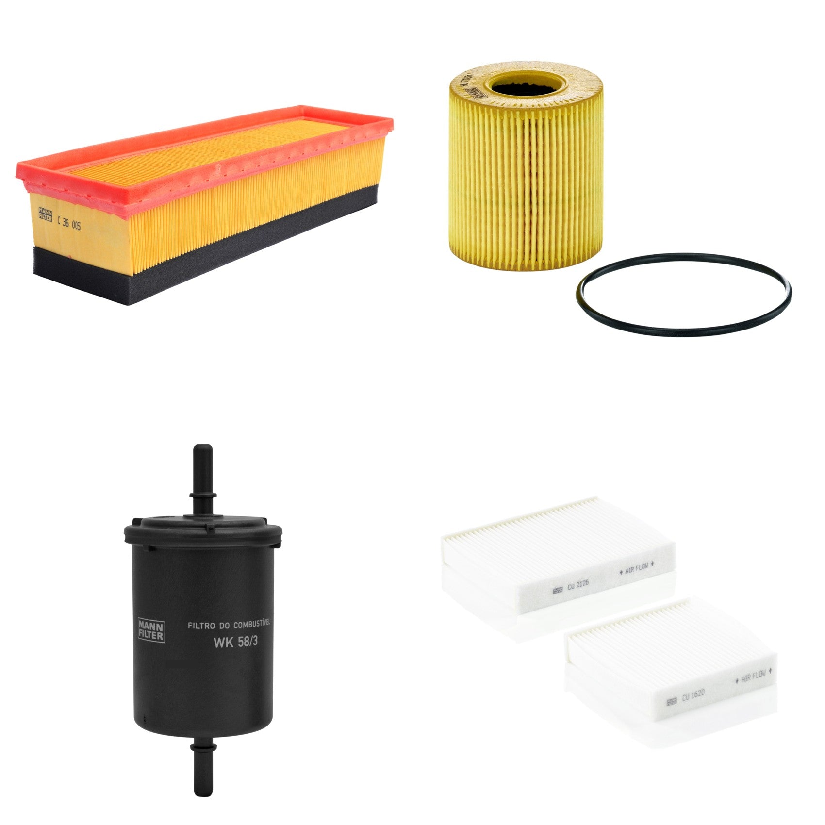Kit Filtros de Ar Combustível Cabine Ar Condicionado Óleo - Mann-Filter - C36005 - CU21000-2 - HU711/51x - WK58/3 - (1)