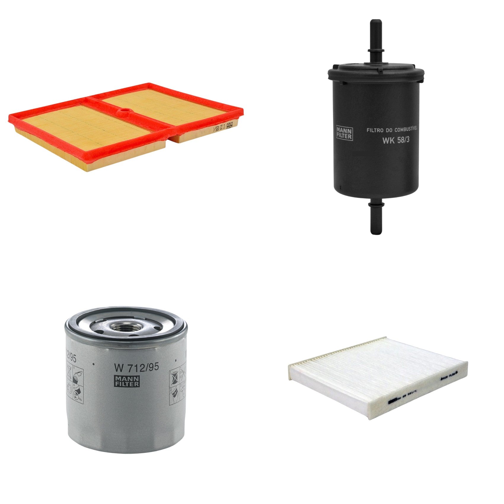 Kit Filtros de Ar Combustível Cabine Ar Condicionado Óleo - Mann-Filter - C22035/1 - CU26021/1 - W712/95 - WK58/3 - (1)