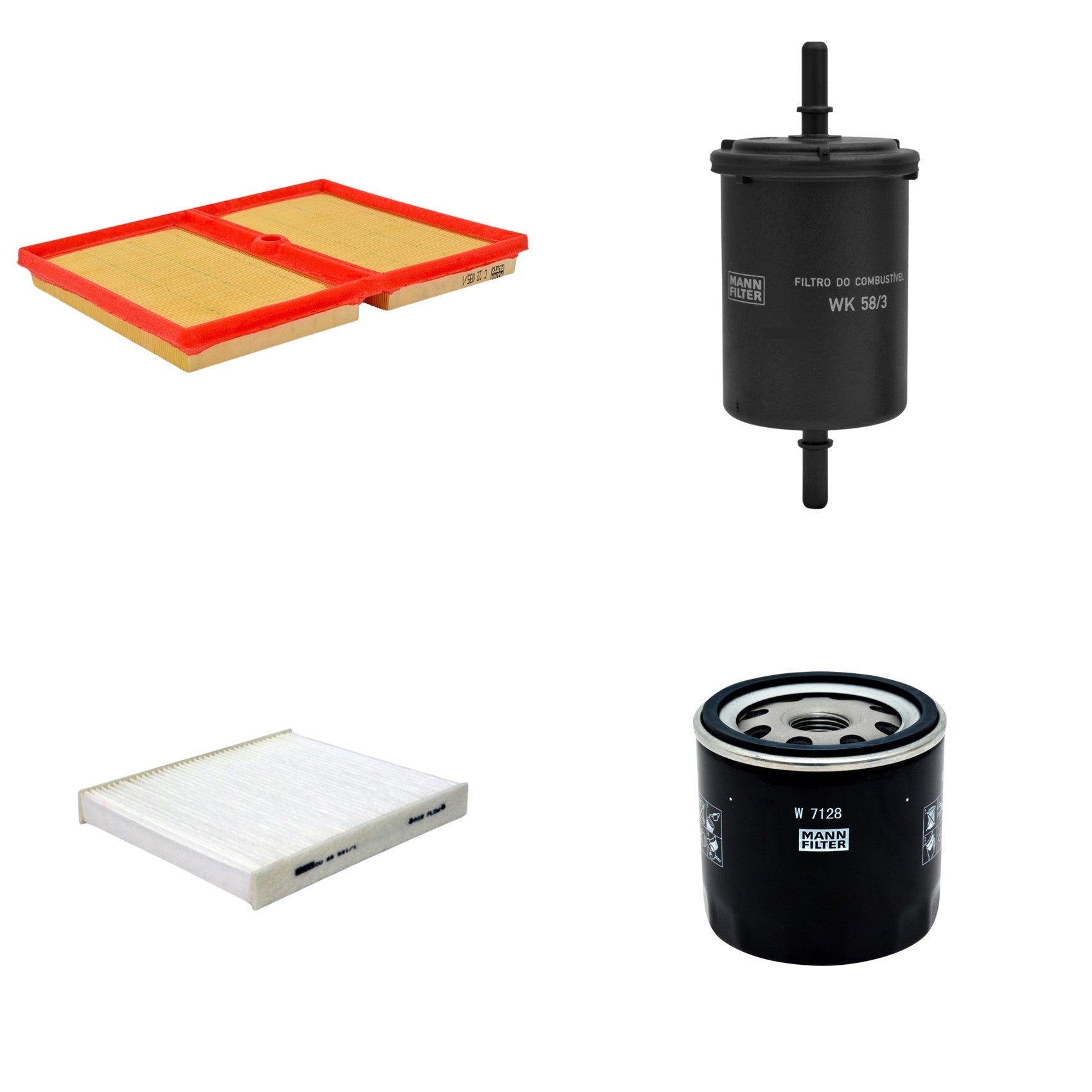 Kit Filtros de Ar Combustível Cabine Ar Condicionado Óleo - Mann-Filter - C22035/1 - CU26021/1 - W7128 - WK58/3 - (1)