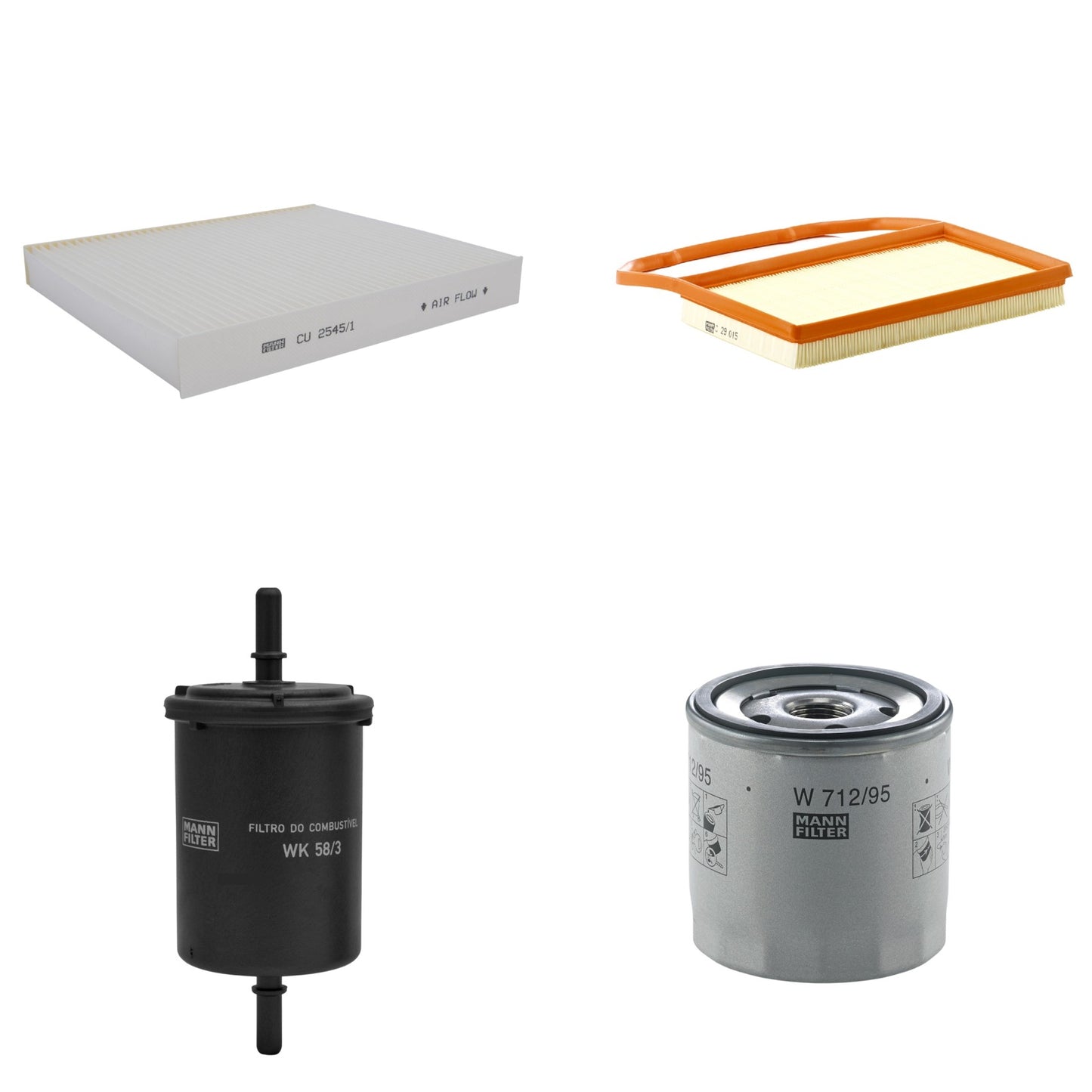 Kit Filtros de Ar Combustível Cabine Ar Condicionado Óleo - Mann-Filter - C29015 - CU2545/1 - W712/95 - WK58/3 - (1)