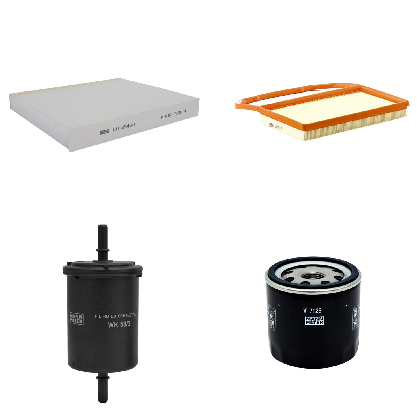 Kit Filtros de Ar Combustível Cabine Ar Condicionado Óleo - Mann-Filter - C29015 - CU2545/1 - W7128 - WK58/3 - (1)
