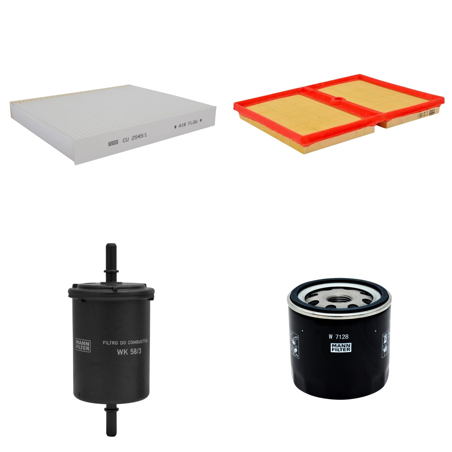 Kit Filtros de Ar Combustível Cabine Ar Condicionado Óleo - Mann-Filter - C22035/1 - CU2545/1 - W7128 - WK58/3 - (1)