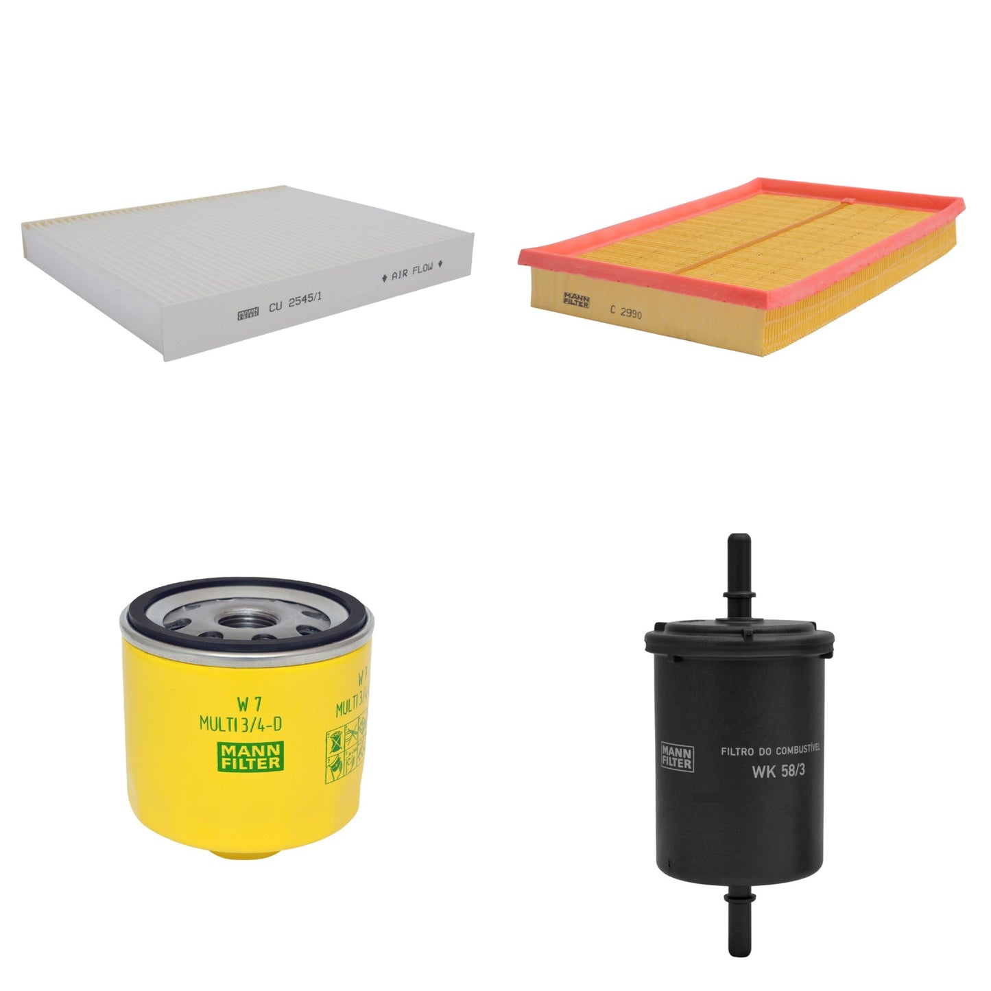 Kit Filtros de Ar Combustível Cabine Ar Condicionado Óleo - Mann-Filter - C2990 - CU2545/1 - W7MULTI3/4-D - WK58/3 - (1)