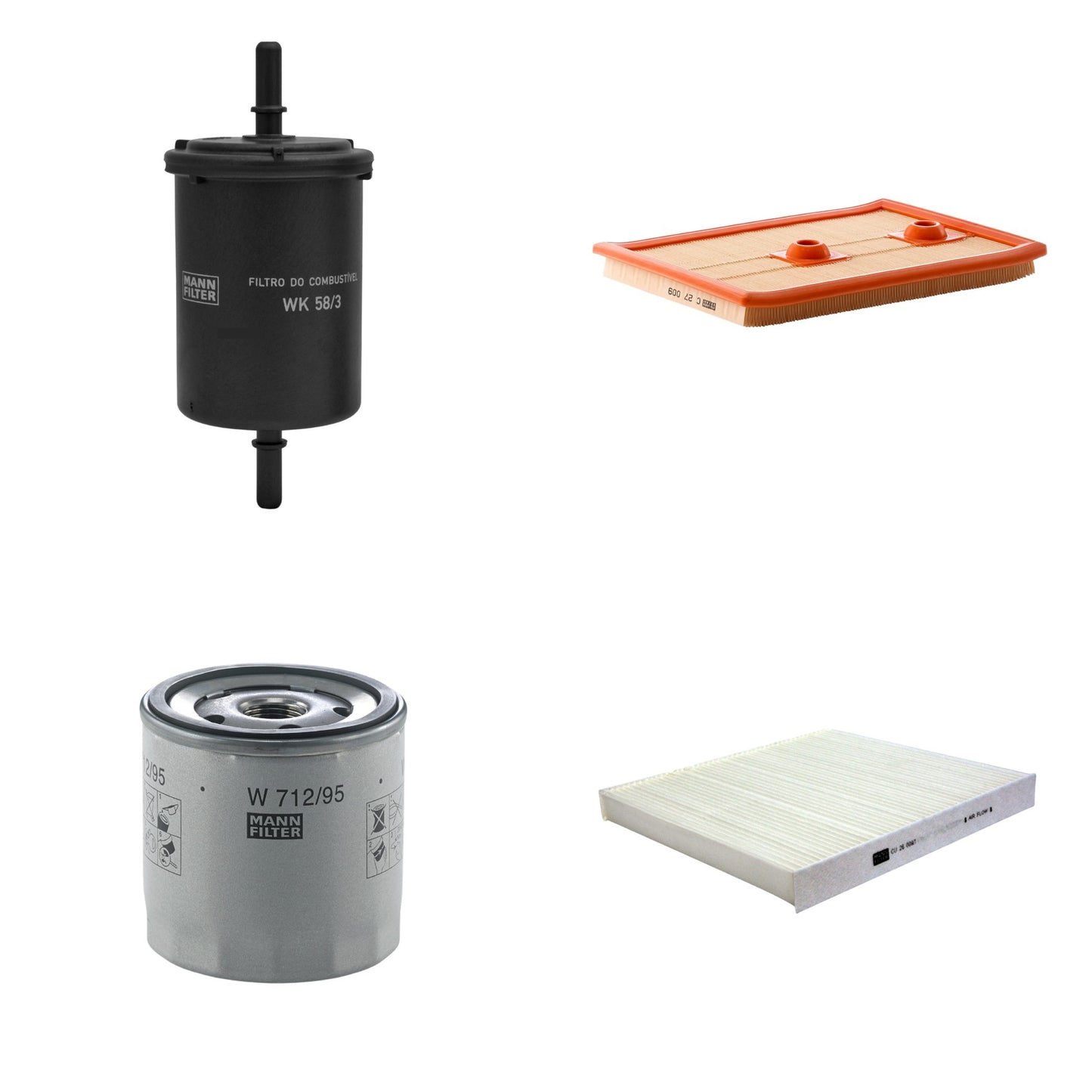 Kit Filtros de Ar Combustível Cabine Ar Condicionado Óleo - Mann-Filter - C27009 - CU26009/1 - W712/95 - WK58/3 - (1)