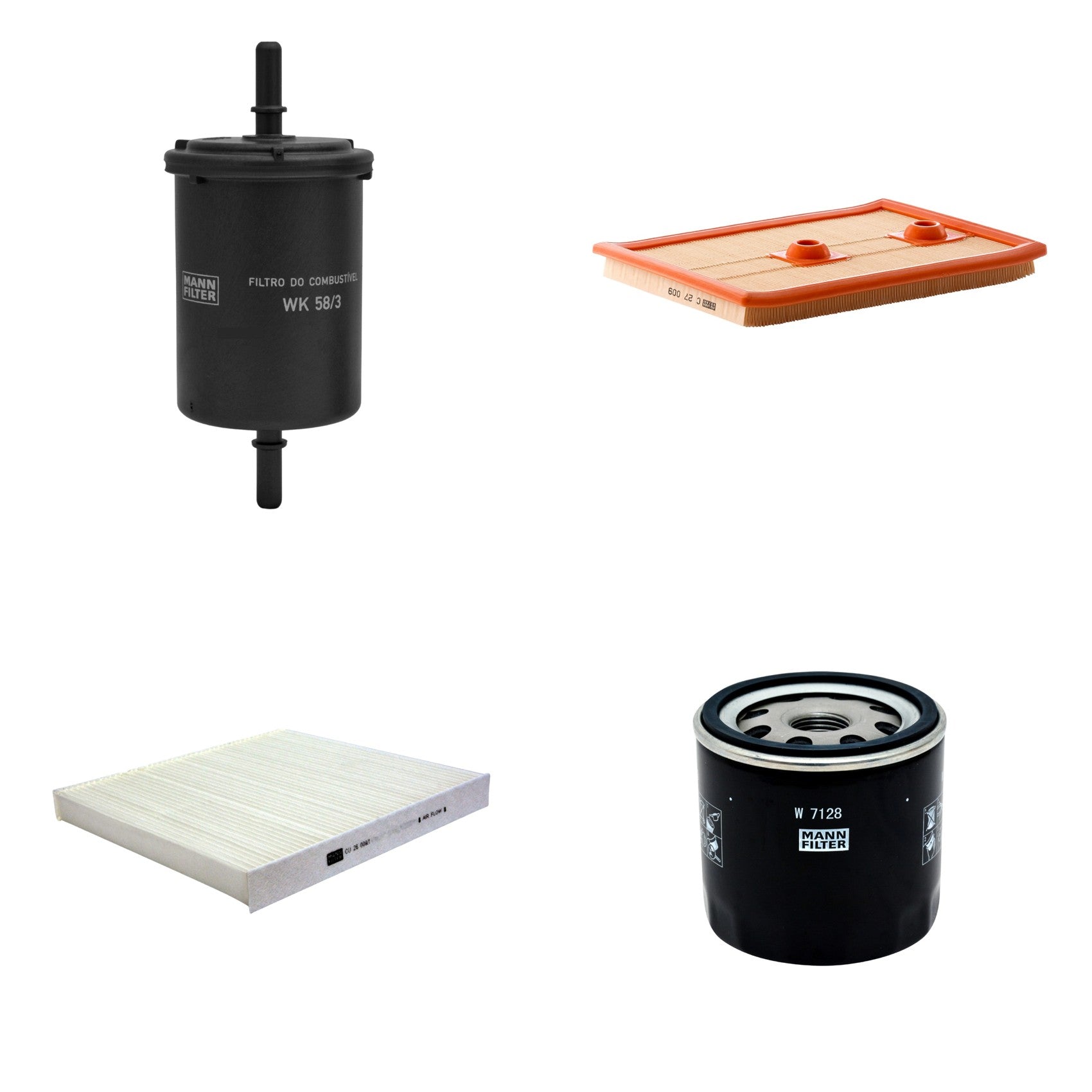Kit Filtros de Ar Combustível Cabine Ar Condicionado Óleo - Mann-Filter - C27009 - CU26009/1 - W7128 - WK58/3 - (1)