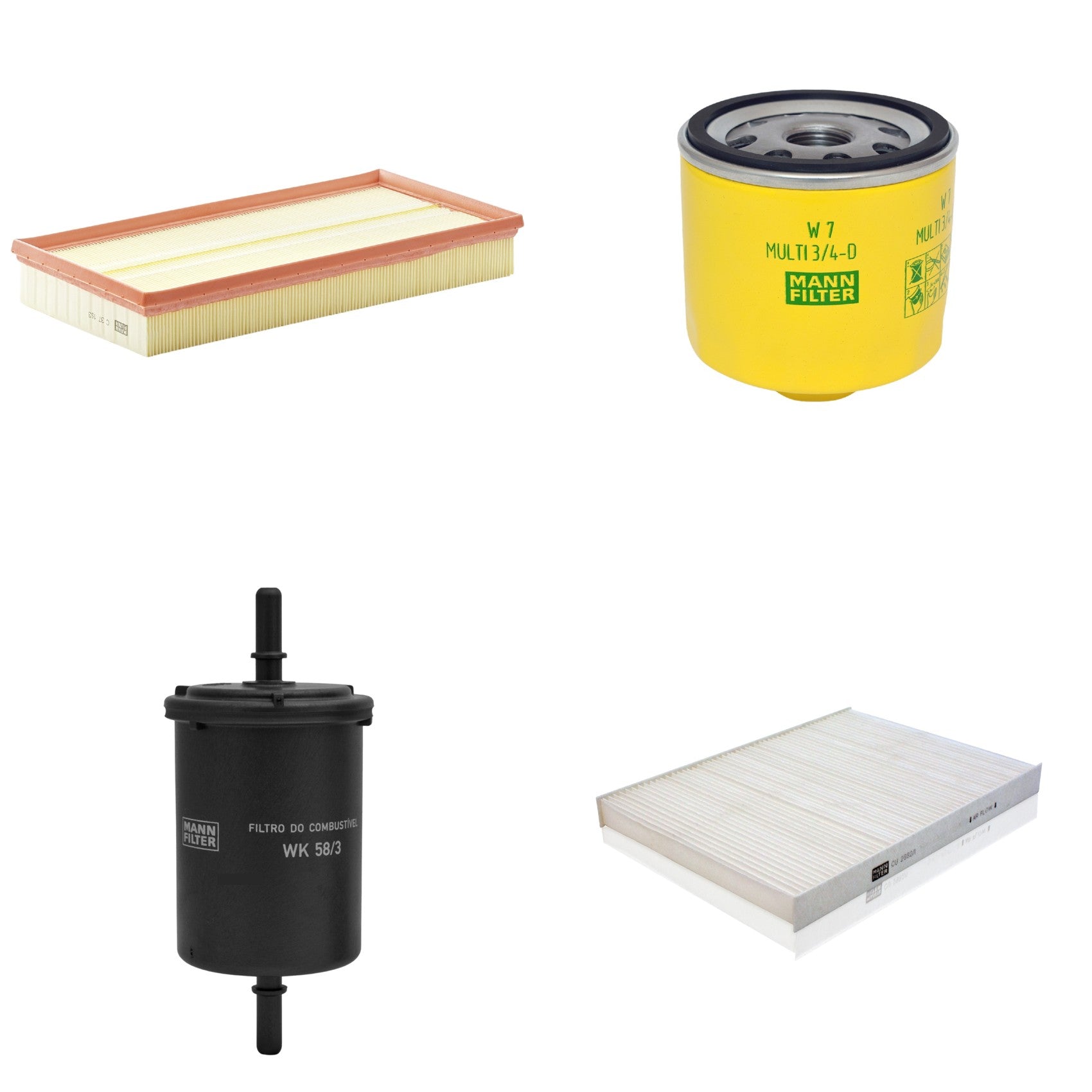 Kit Filtros de Ar Combustível Cabine Ar Condicionado Óleo - Mann-Filter - C37153 - CU2882/1 - W7MULTI3/4-D - WK58/3 - (1)