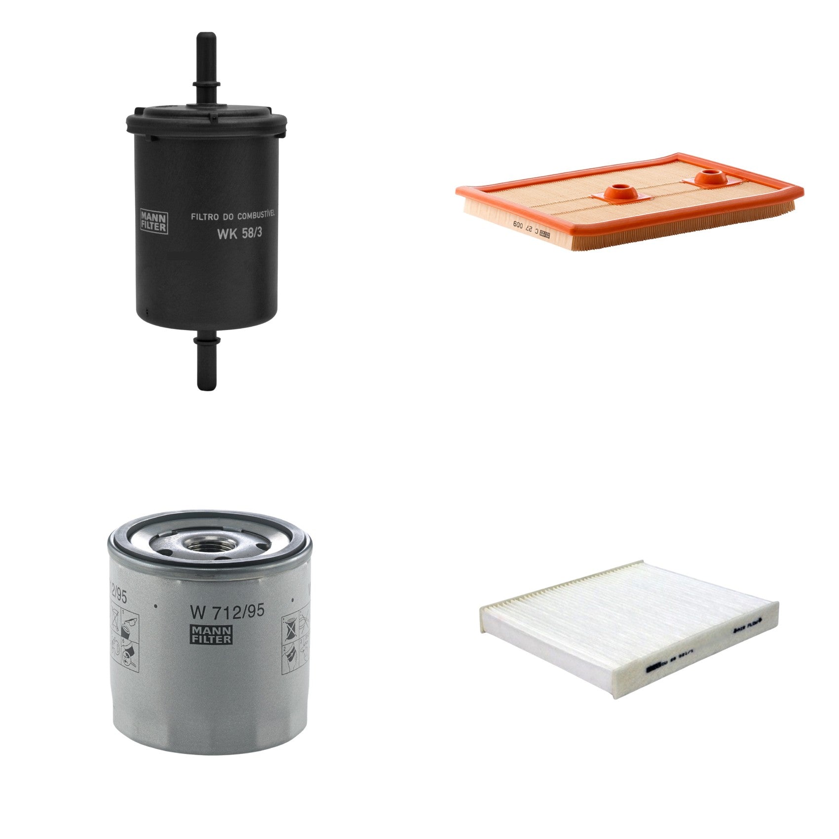 Kit Filtros de Ar Combustível Cabine Ar Condicionado Óleo - Mann-Filter - C27009 - CU26021/1 - W712/95 - WK58/3 - (1)