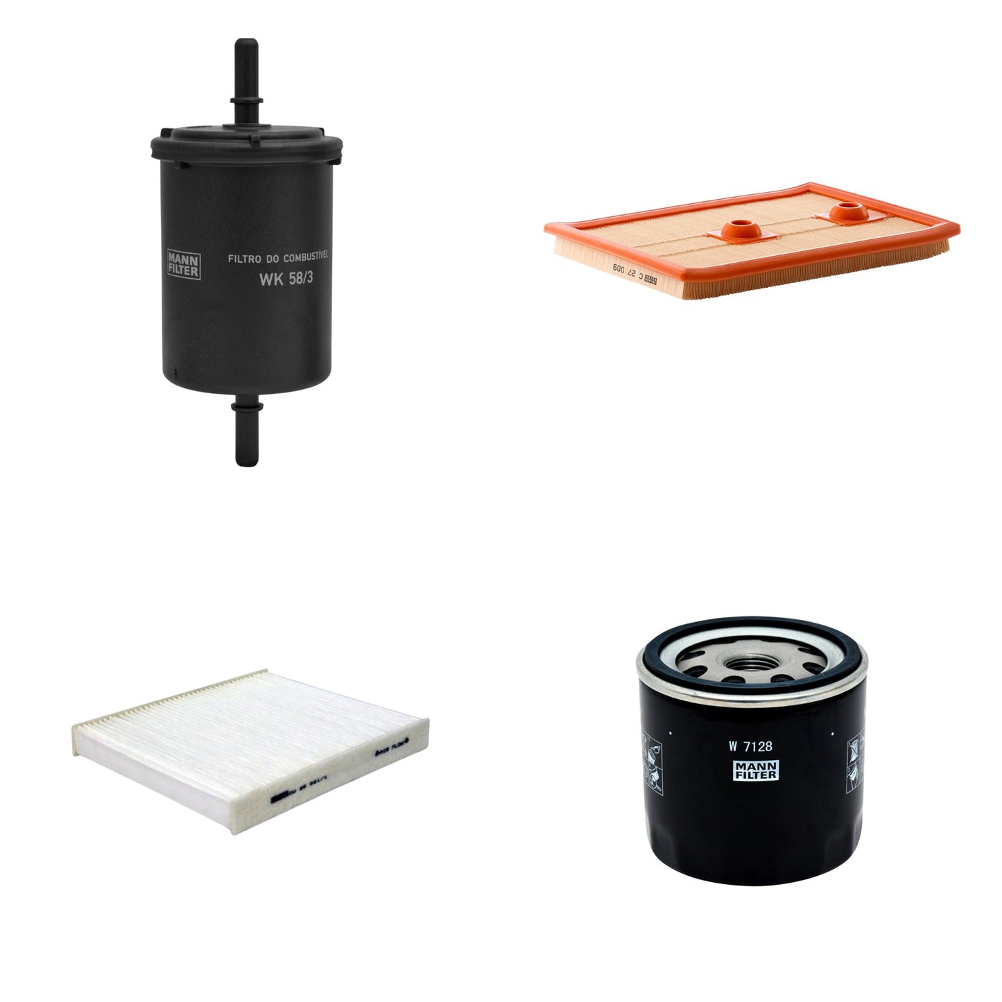 Kit Filtros de Ar Combustível Cabine Ar Condicionado Óleo - Mann-Filter - C27009 - CU26021/1 - W7128 - WK58/3 - (1)